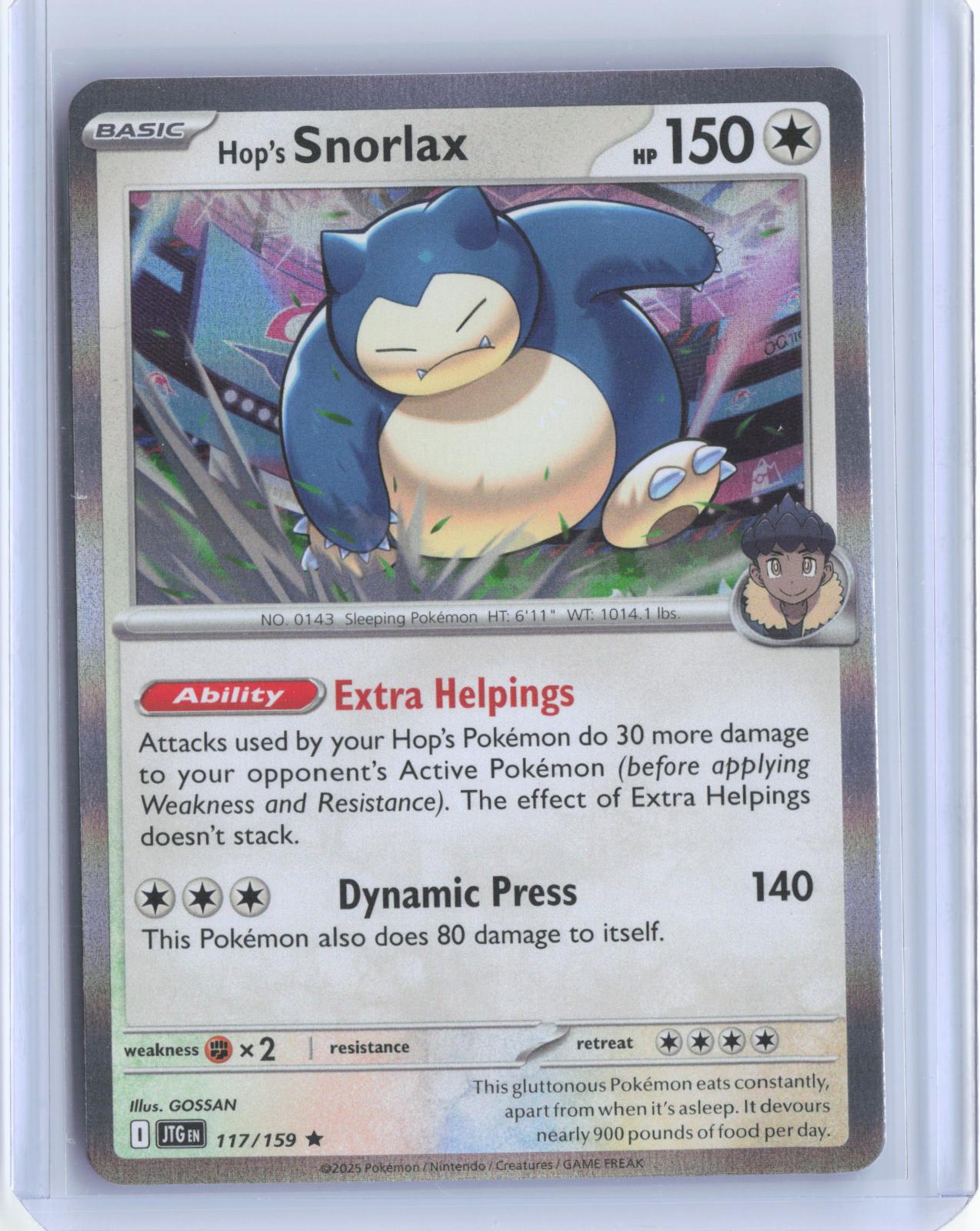 Hop's Snorlax 117/159 Rare Journey Together Pokemon TCG Card