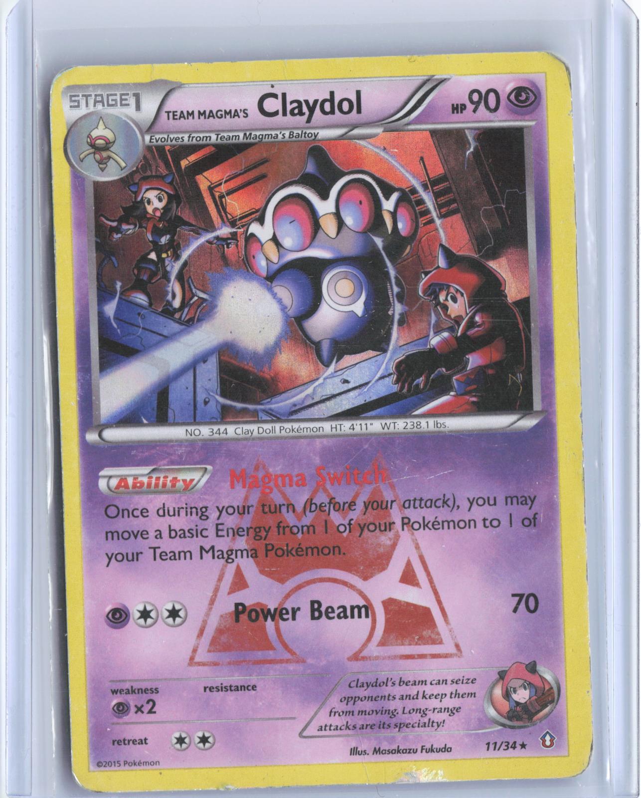 Team Magma's Claydol 11/34 Holo Rare Double Crisis Pokemon Reverse Holo TCG Card