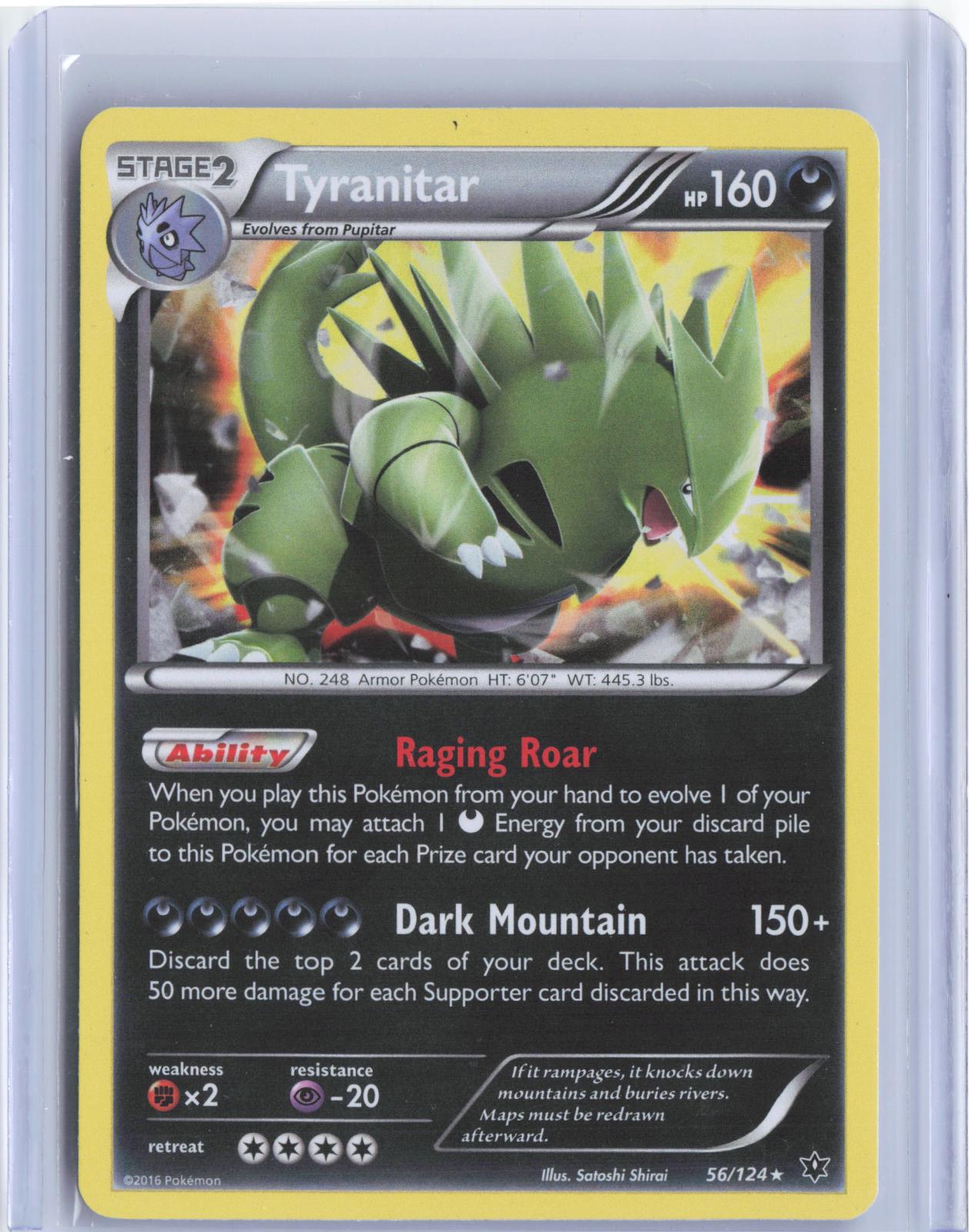 Tyranitar 56/124 Holo Rare Fates Collide Pokemon Reverse Holo TCG Card