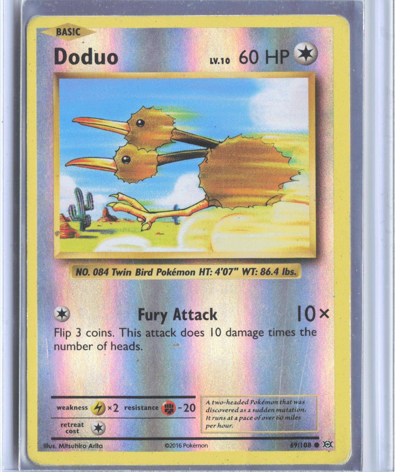 Doduo 69/108 Common Evolutions Pokemon Reverse Holo TCG Card