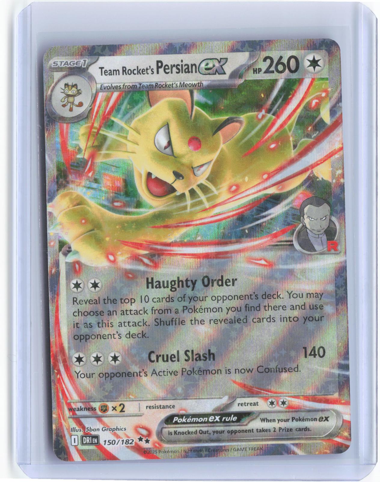 Team Rocket's Persian ex 150/182 Double Rare Destined Rivals Pokemon TCG Card