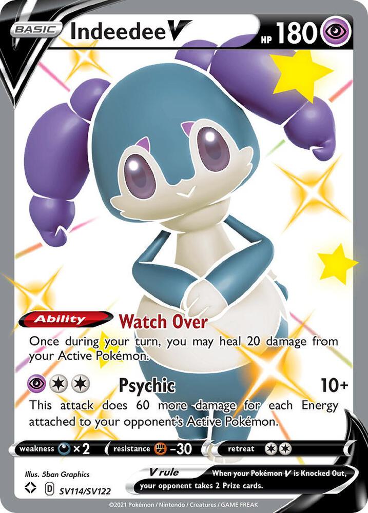 Indeedee V SV114/SV122 / Shiny Holo Rare - Shining Fates: Shiny Vault (SHFSV) Pokémon Card TCG