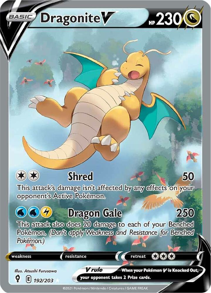 Dragonite V 192/203 (Alternate Full Art) - SWSH07: Evolving Skies (SWSH07) Pokémon Card TCG