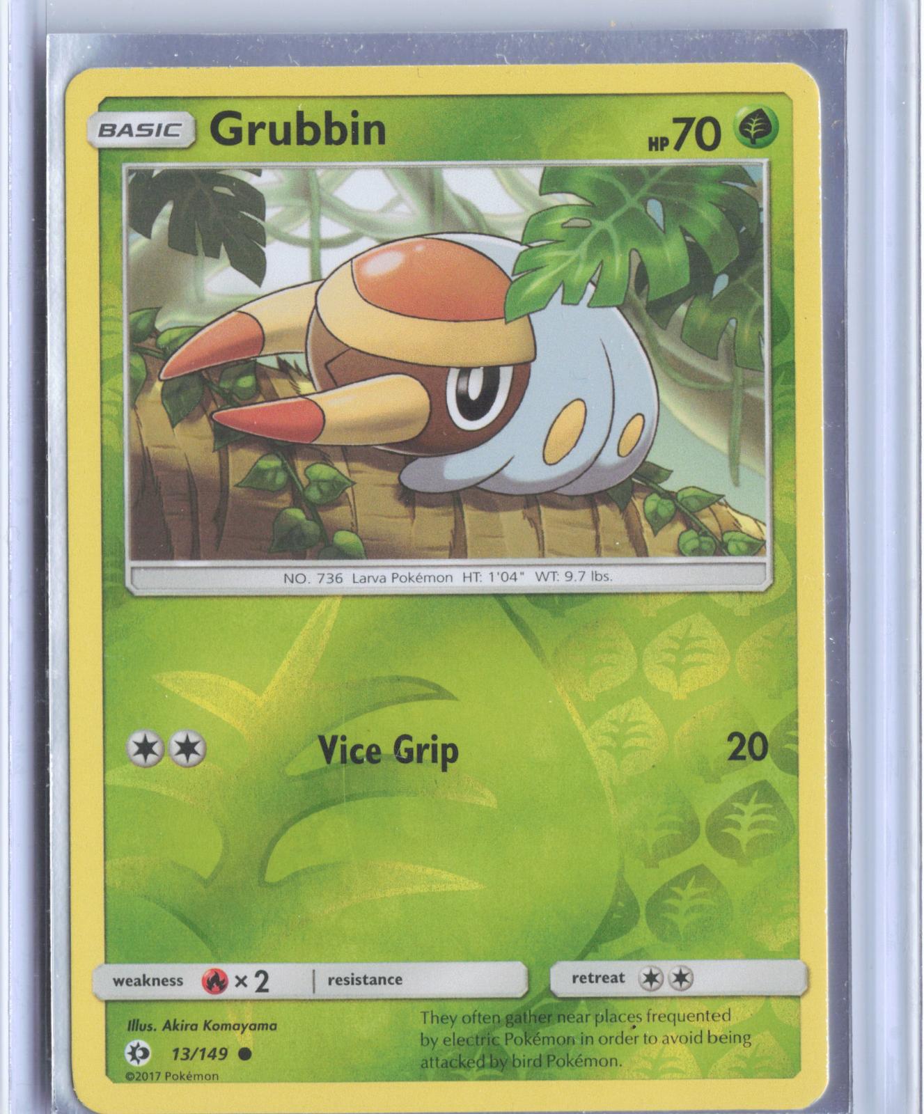 Grubbin 13/149 Common SM Base Set Pokemon Reverse Holo TCG Card