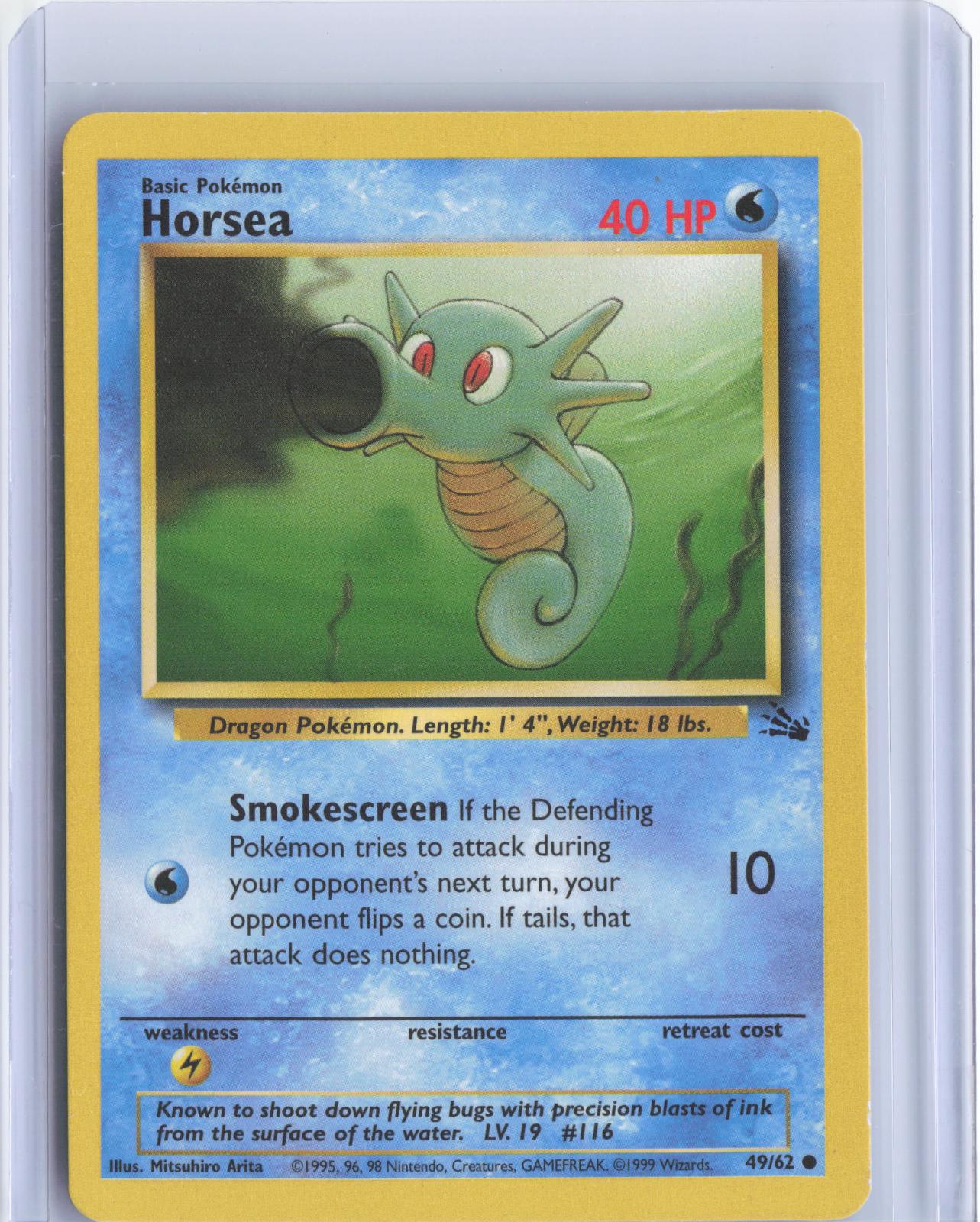 Horsea 49/62 Common Fossil Pokemon Unlimited TCG Card