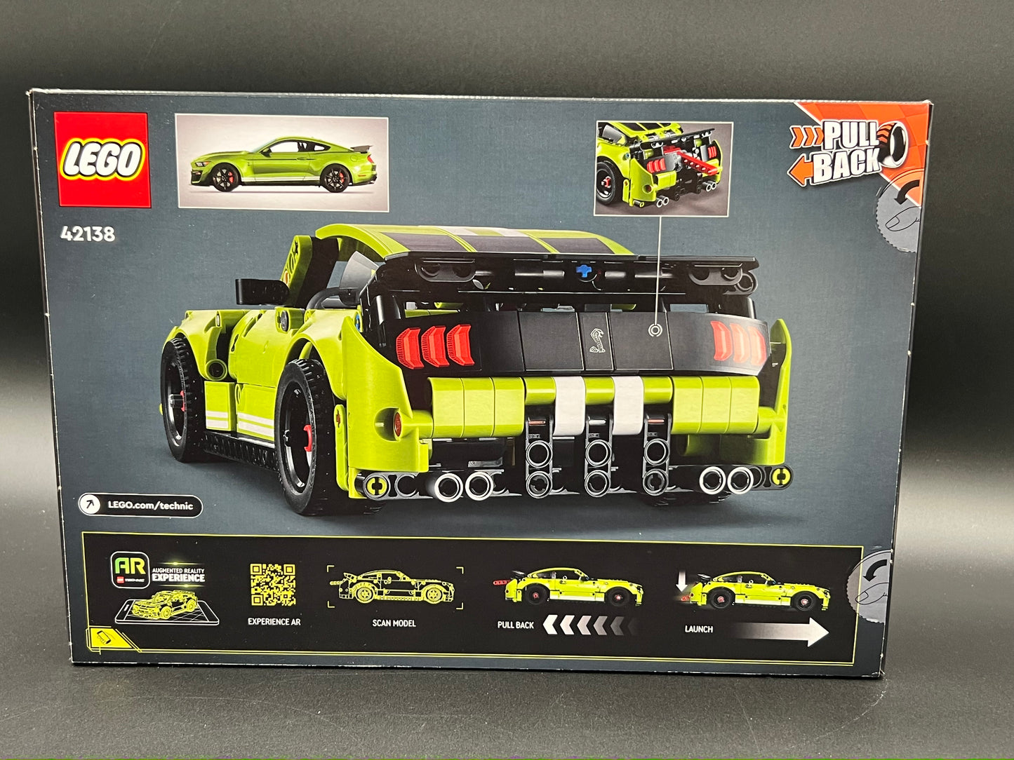 LEGO Technic Ford Mustang Shelby GT500 Building Set 42138 - Pull Back Drag Race Toy Car Model Kit, Featuring AR App for Fast Action Play, Great Gift for Boys, Girls, and Teens Ages 9+