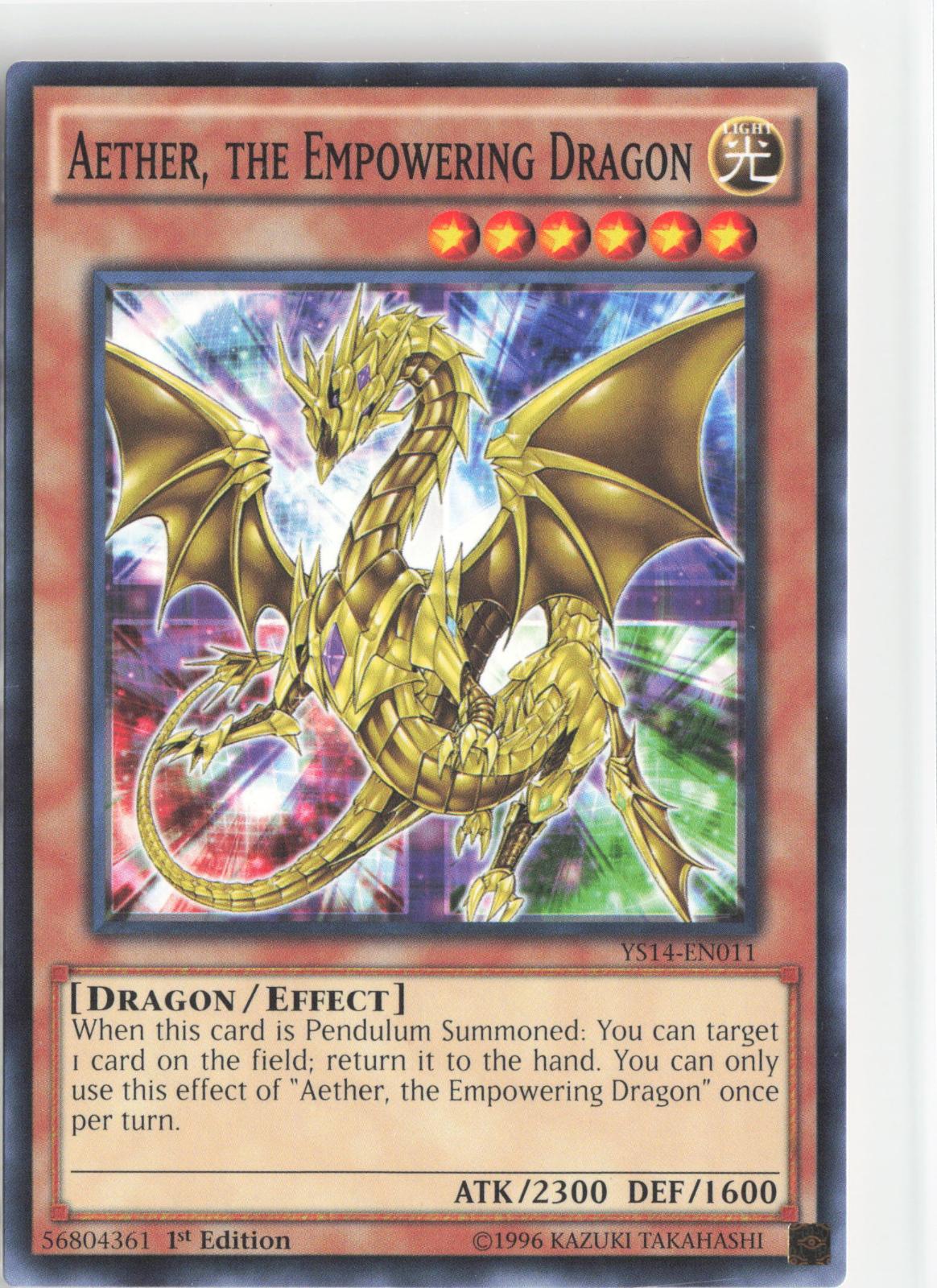 Aether, the Empowering Dragon YS14-EN011 Super Starter: Space-Time Showdown Yu-Gi-Oh 1st Edition