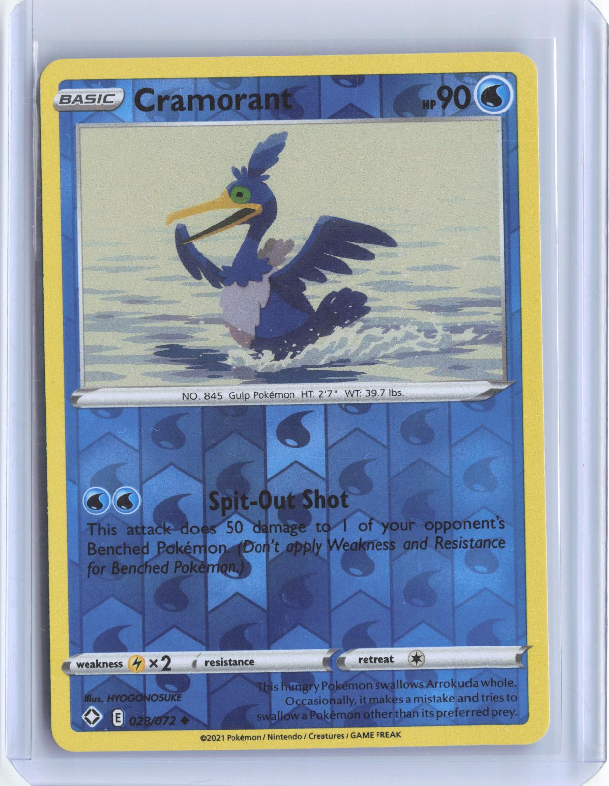 Cramorant 028/072 Uncommon Shining Fates Pokemon Reverse Holo TCG Card