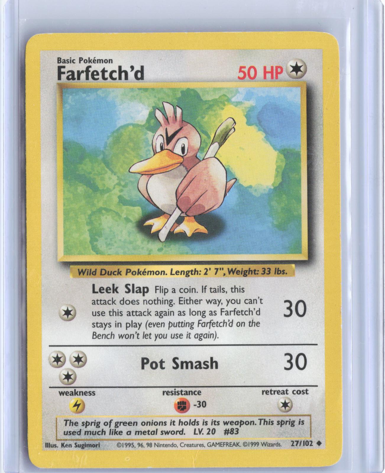 Farfetch'd 27/102 Uncommon Base Set Unlimited Pokemon TCG Card