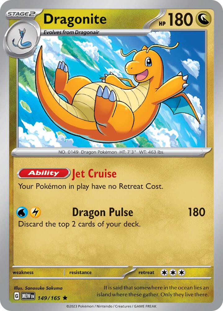 Dragonite Holo Rare 149/165 - SV: Scarlet & Violet 151 (MEW) Pokémon Card TCG