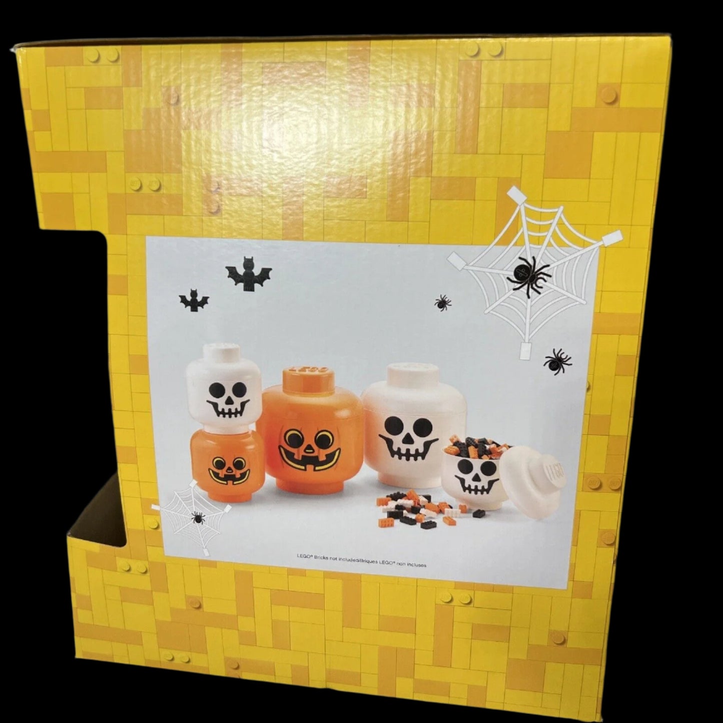 Lego Giant Halloween Special Edition Storage Head 2 Piece Set Pumpkin Skeleton