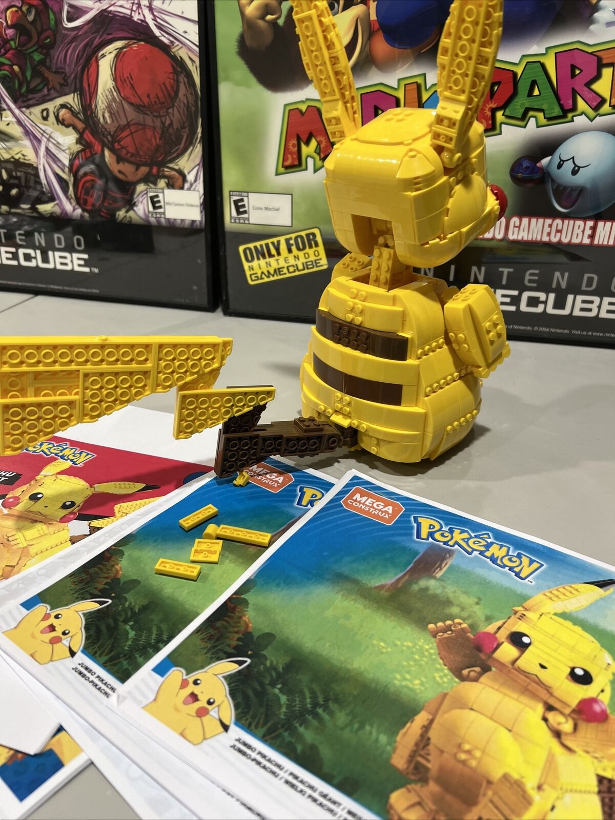 Mega Construx #FVK81 12" JUMBO PIKACHU Pokemon Building Set Manuals read descr