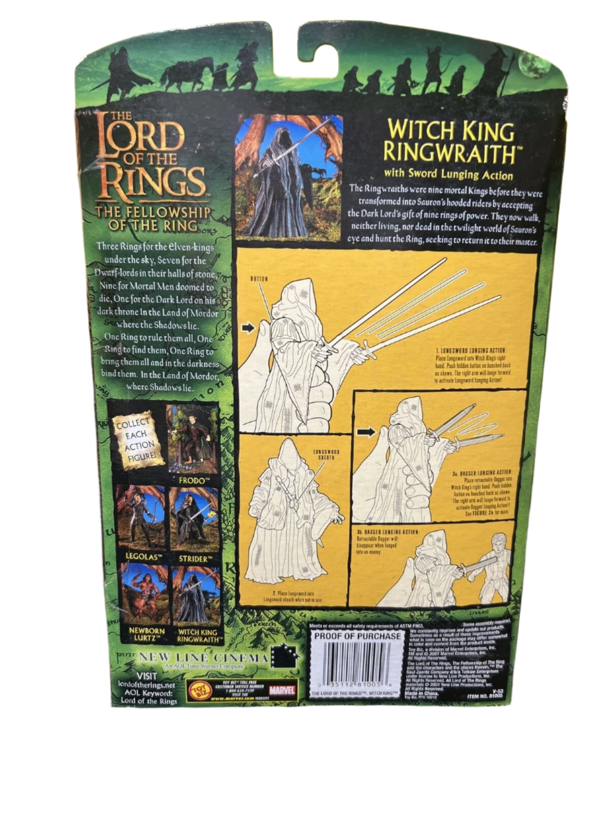 LOTR Witch King Ringwraith Action Figure - 2001 Toy Biz Lord of the Rings