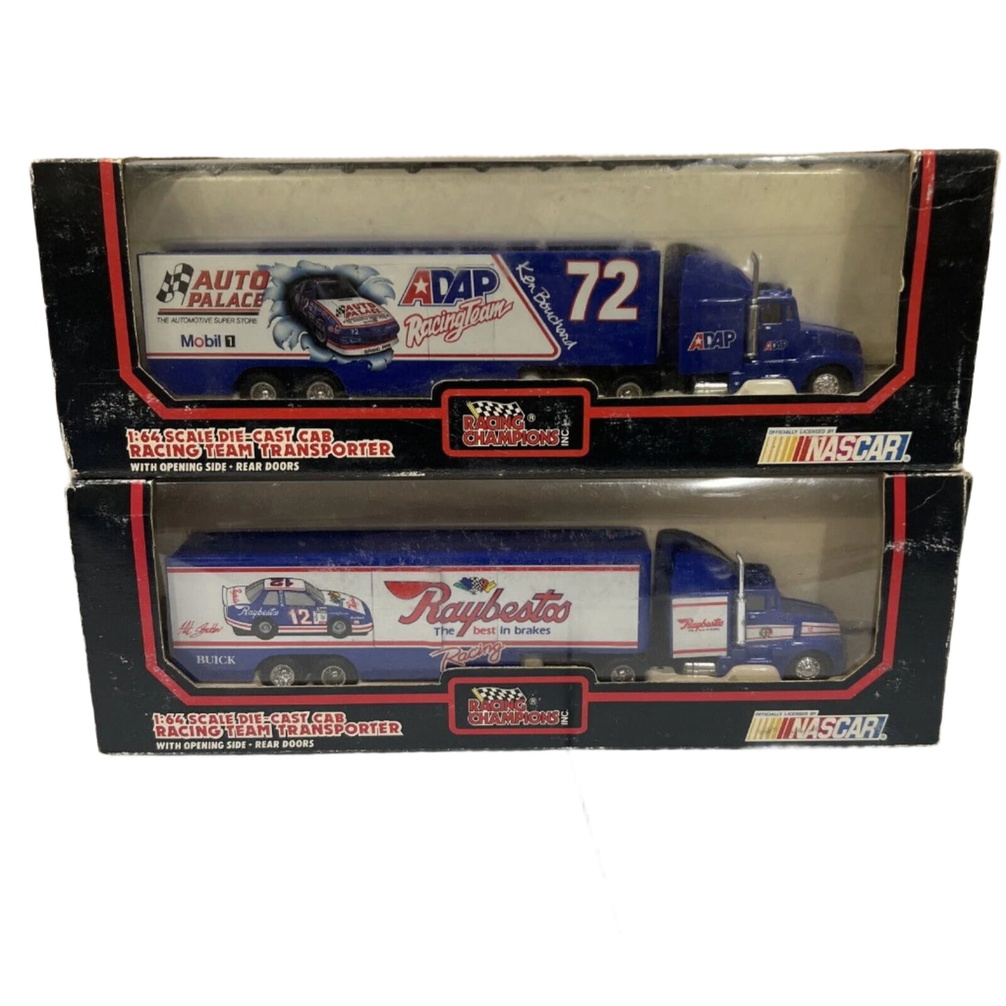 x2 1:64 DIE CAST SEMI-TRUCK RACING TRANSPORTER CHAMPIONS NASCAR KEN MOBIL 1 72