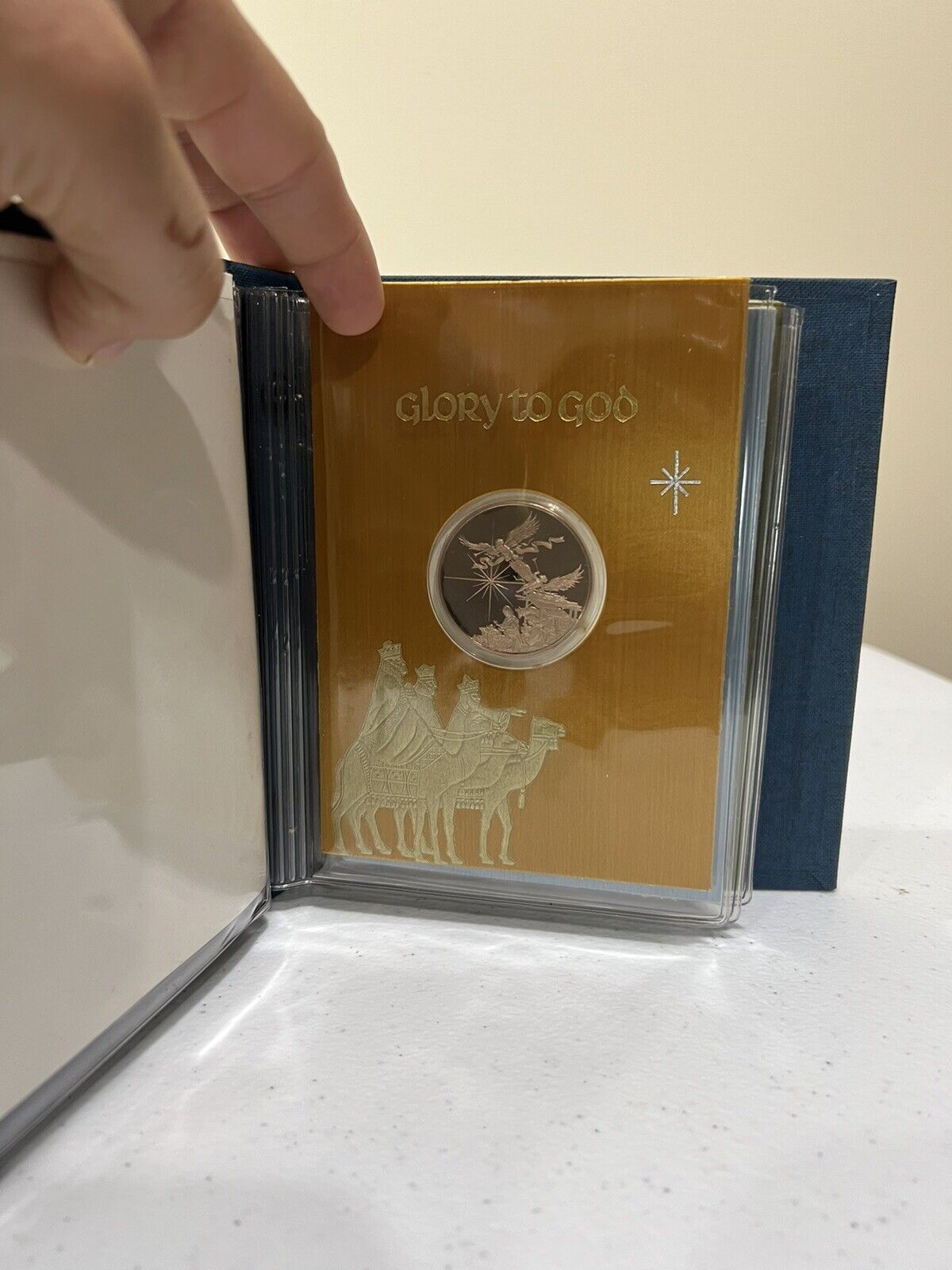 1973 CHRISTMAS FRANKLIN MINT 4 BRONZE MEDAL + CARD SET ORIGINAL 5634L