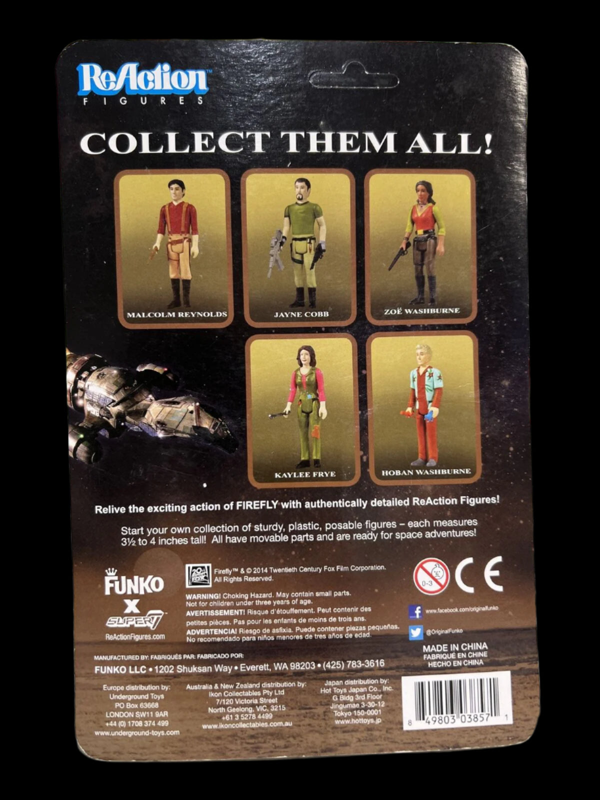 ReAction Firefly Action Figure Malcolm Reynolds 2014 Funko X Super7 NON PUNCHED!
