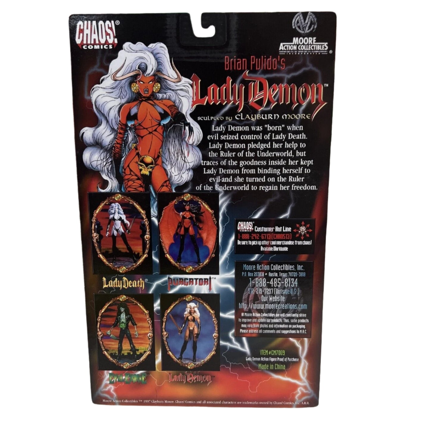 LADY DEMON BRIAN PULIDO MOORE ACTION COLLECTIBLES CHAOS COMICS GLOWS IN THE DARK CLAYBURN