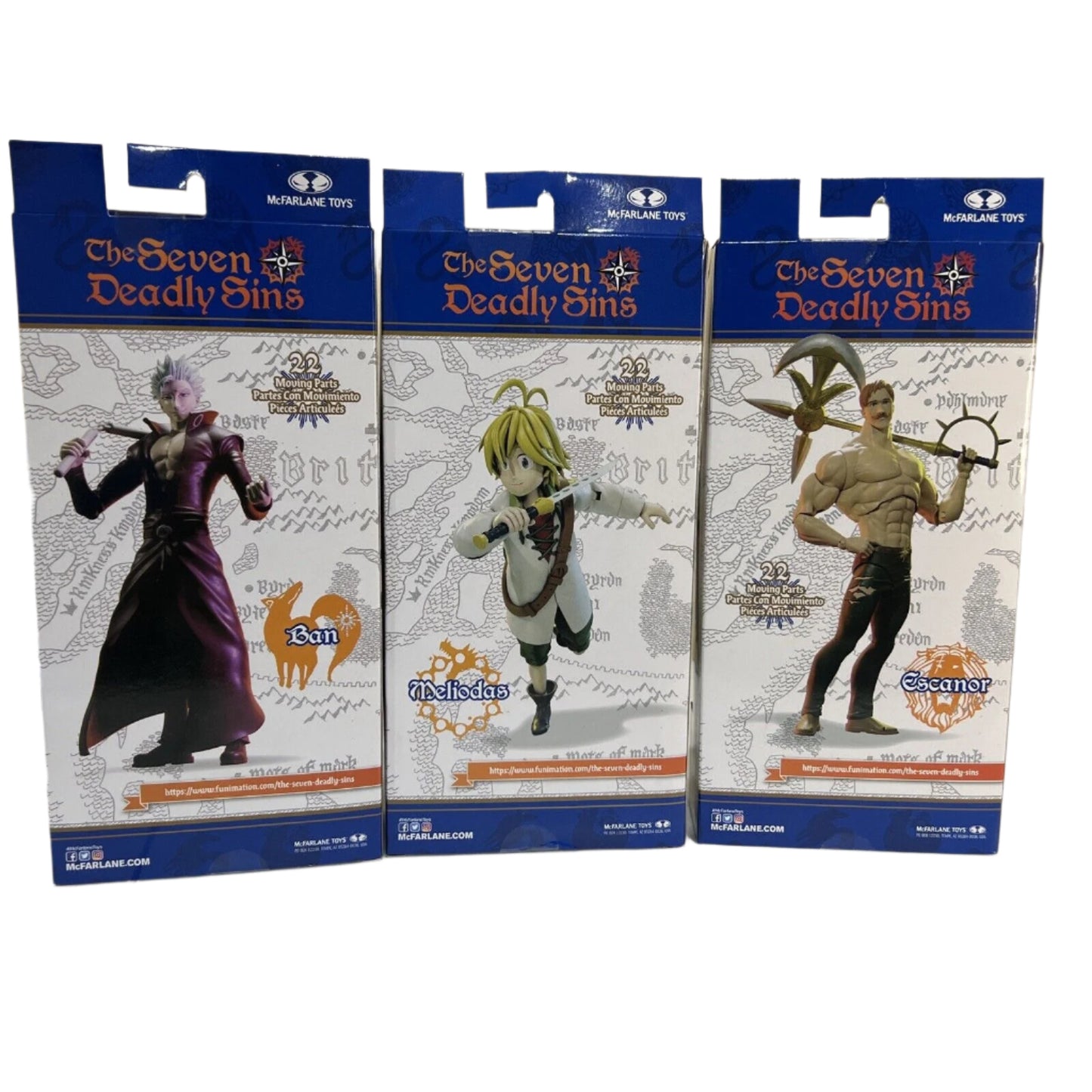 3 McFarlane Toys The Seven Deadly Sins BAN Meliodas Escanor (7 inch) New Figures