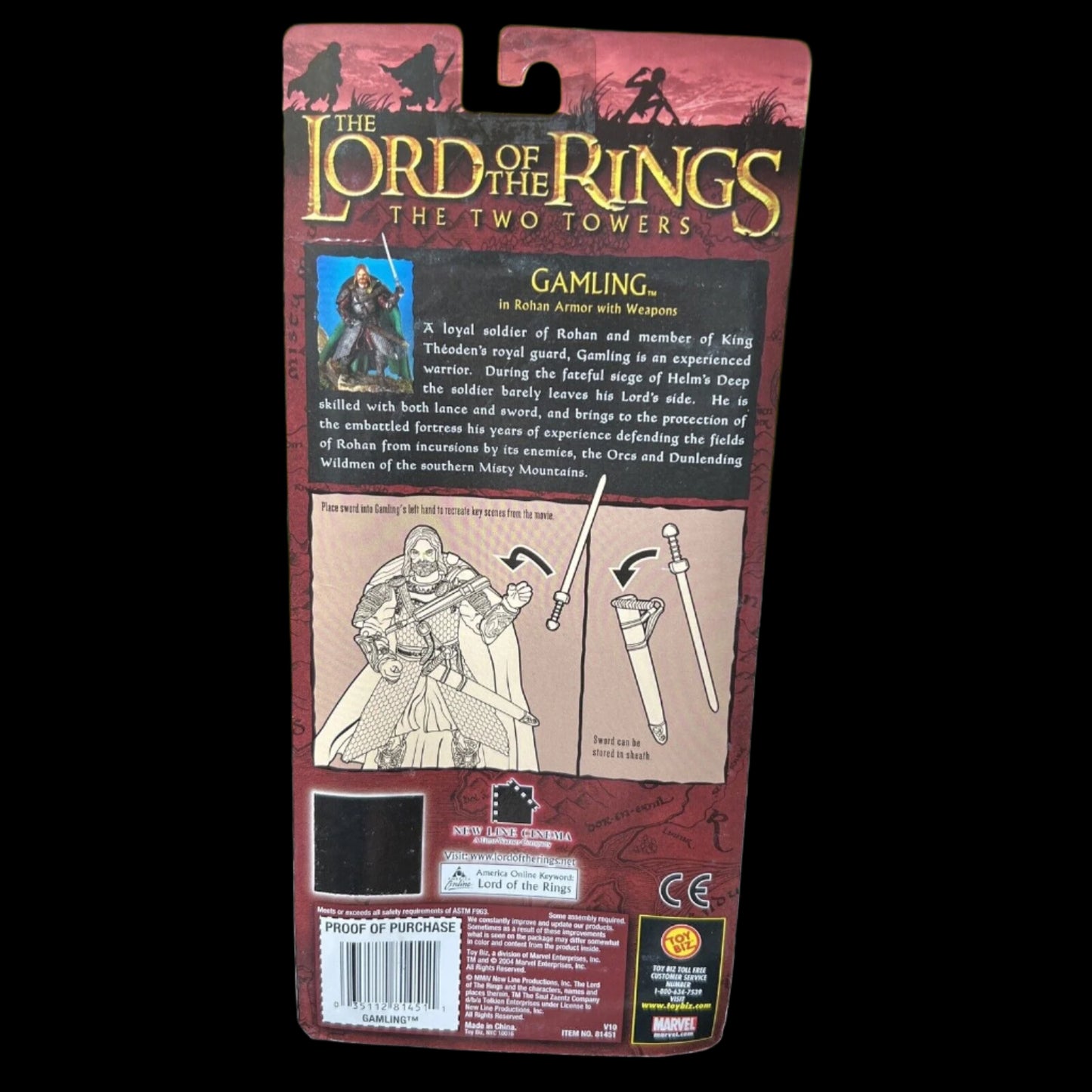 Toybiz Lord Of The Rings LOTR Gamling In Rohan Armor & Weapon Action Figure 2004