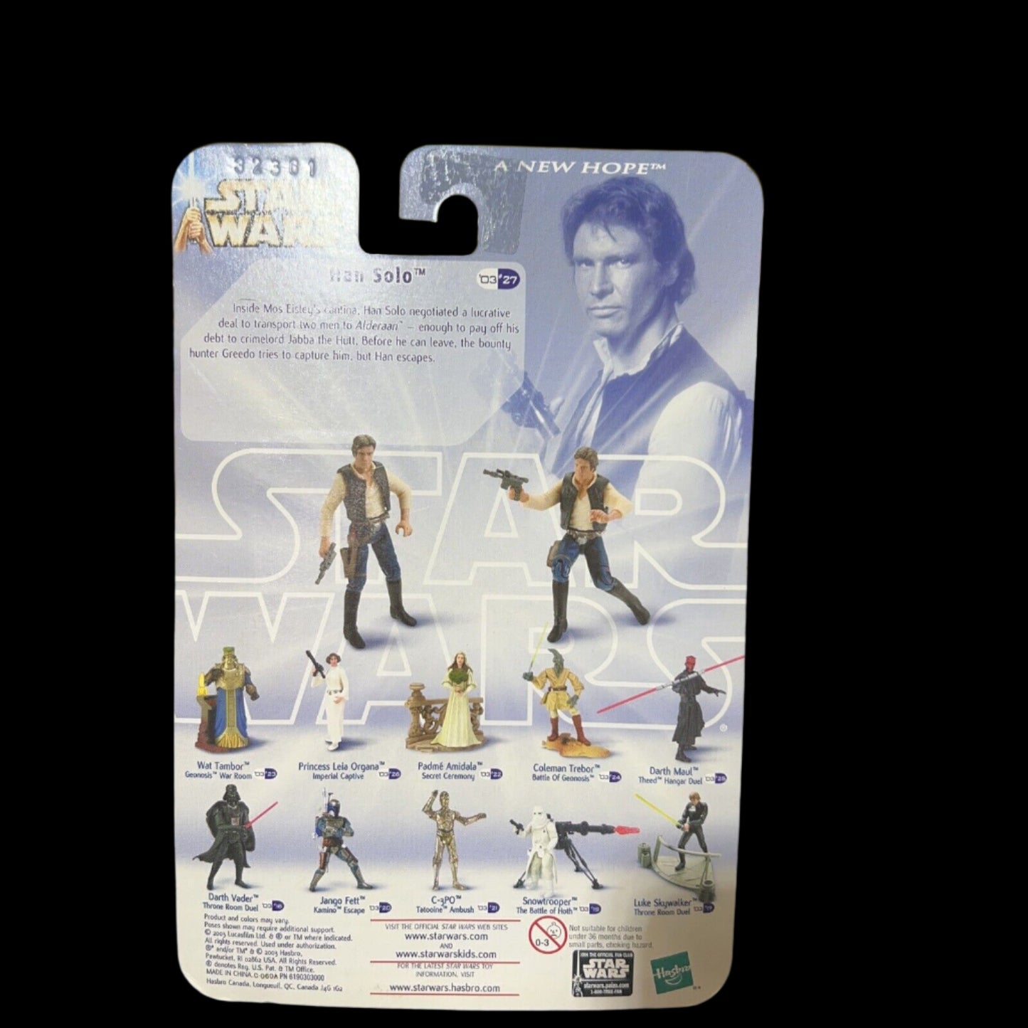 Han Solo Flight To Alderaan 2003 Hasbro Star Wars 3.75" Action Figure ANH New