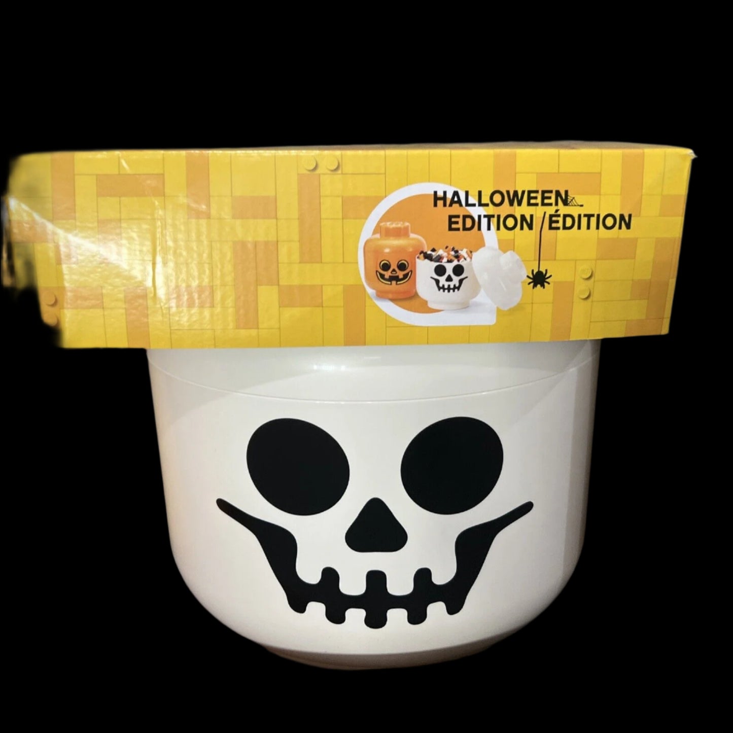 Lego Giant Halloween Special Edition Storage Head 2 Piece Set Pumpkin Skeleton