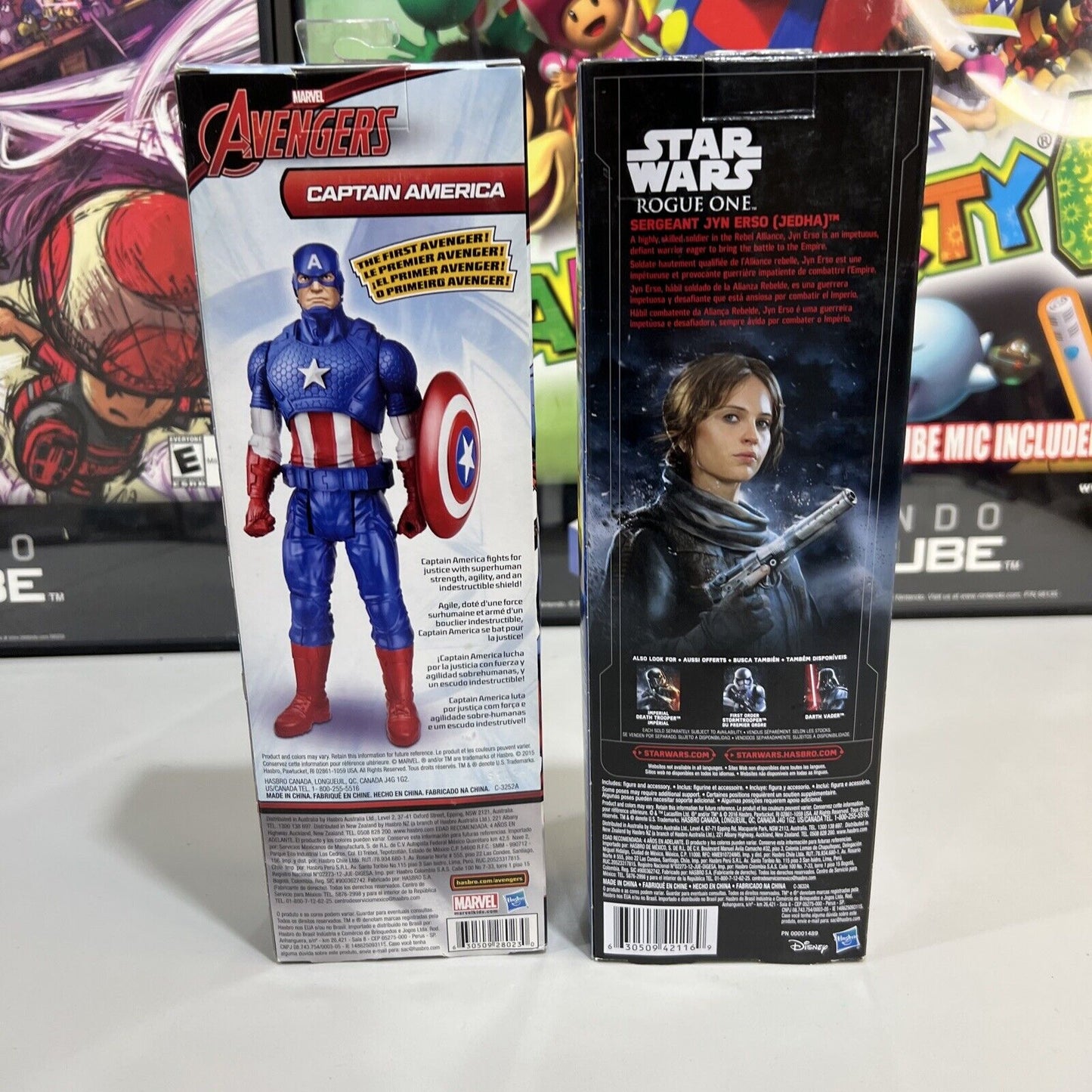 DISNEY STAR WARS SERGEANT JYN ERSO 10" + CAPTAIN AMERICA MARVEL FIGURE HASBRO.