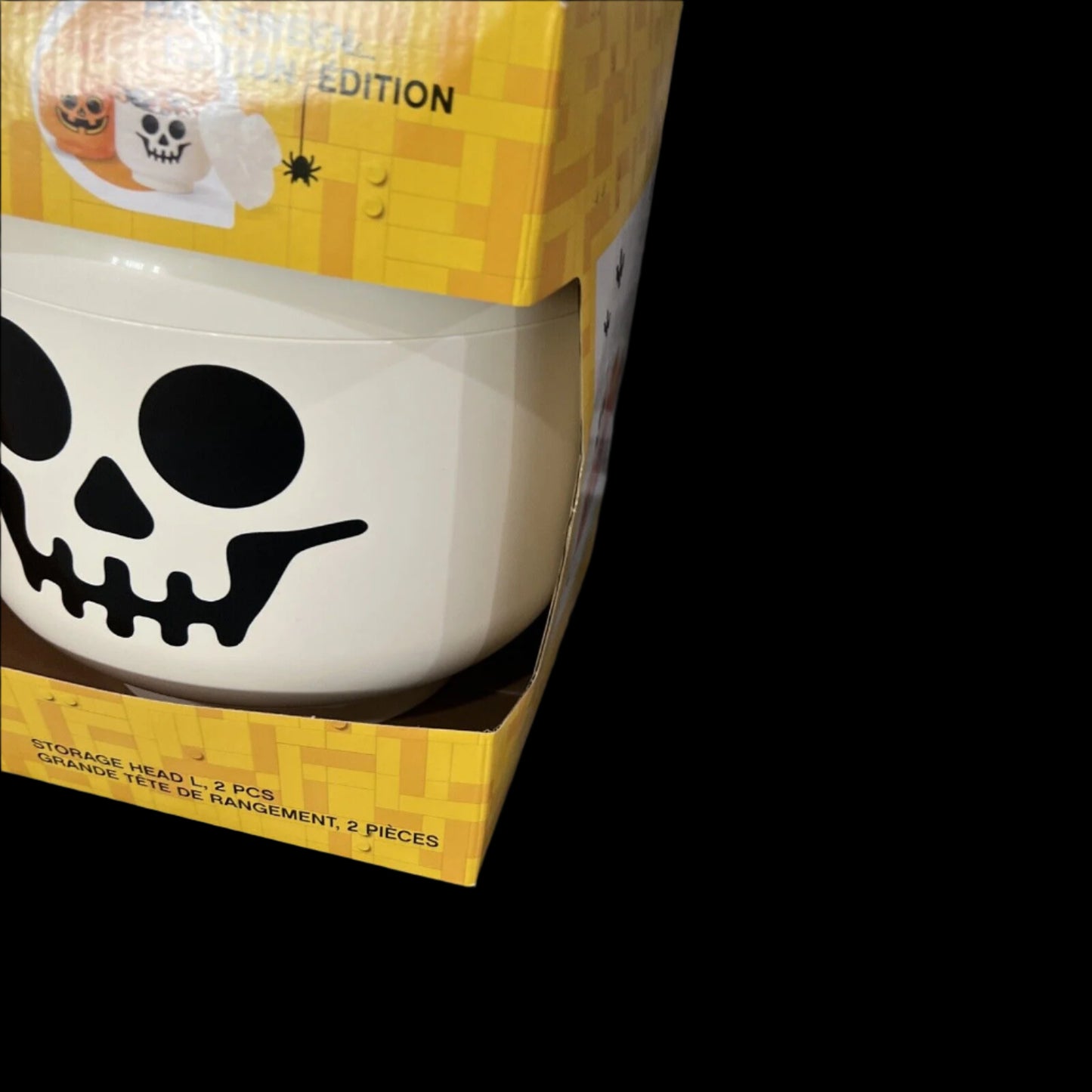 Lego Giant Halloween Special Edition Storage Head 2 Piece Set Pumpkin Skeleton