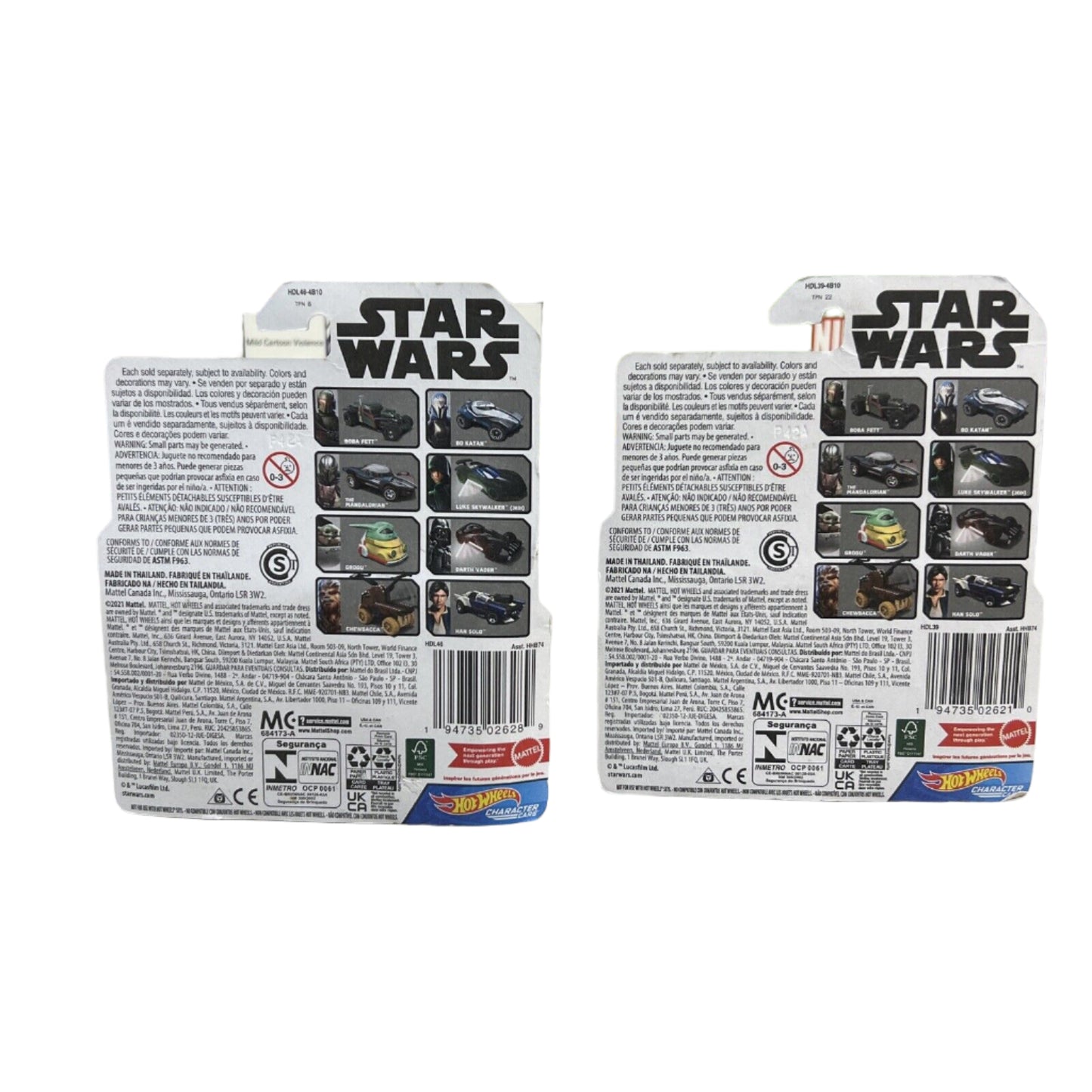 2 Hot Wheels Character Cars Disney Marvel Star Wars THE MANDALORIAN + BO KATAN