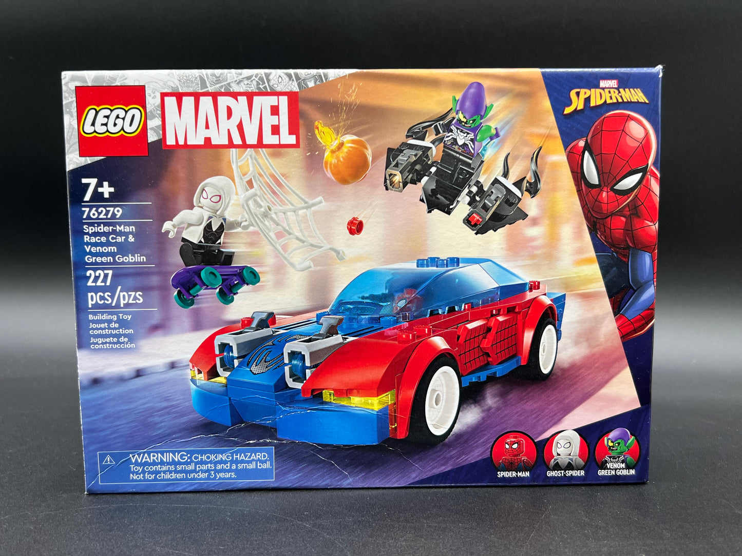 Spider-Man Race Car & Venom Green Goblin, Marvel Building Toy for Kids with Ghost-Spider Minifigure and Buildable Race Car Toy, Spider-Man Gift for Boys and Girls Ages 7 and Up, 76279 LEGO Marvel