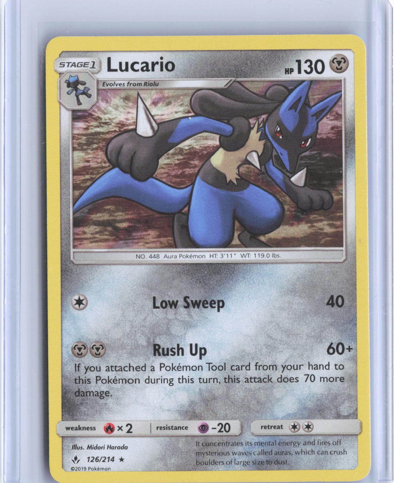 Lucario 126/214 Holo Rare Unbroken Bonds Pokemon Reverse Holo TCG Card