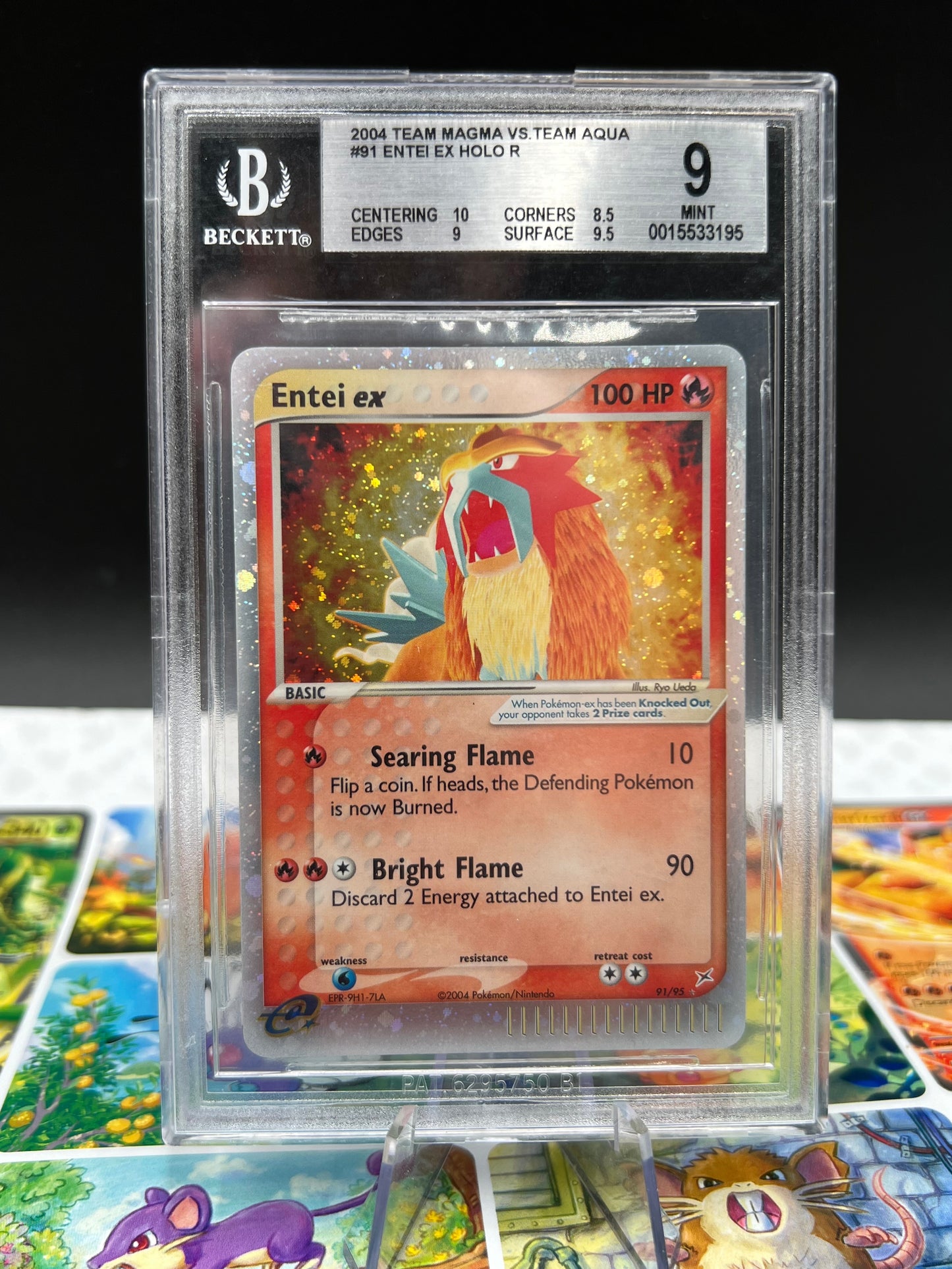 BGS 9 Entei ex 91/95 - Team Magma vs Team Aqua (MA) #91 Holo R Beckett Pokémon Card TCG