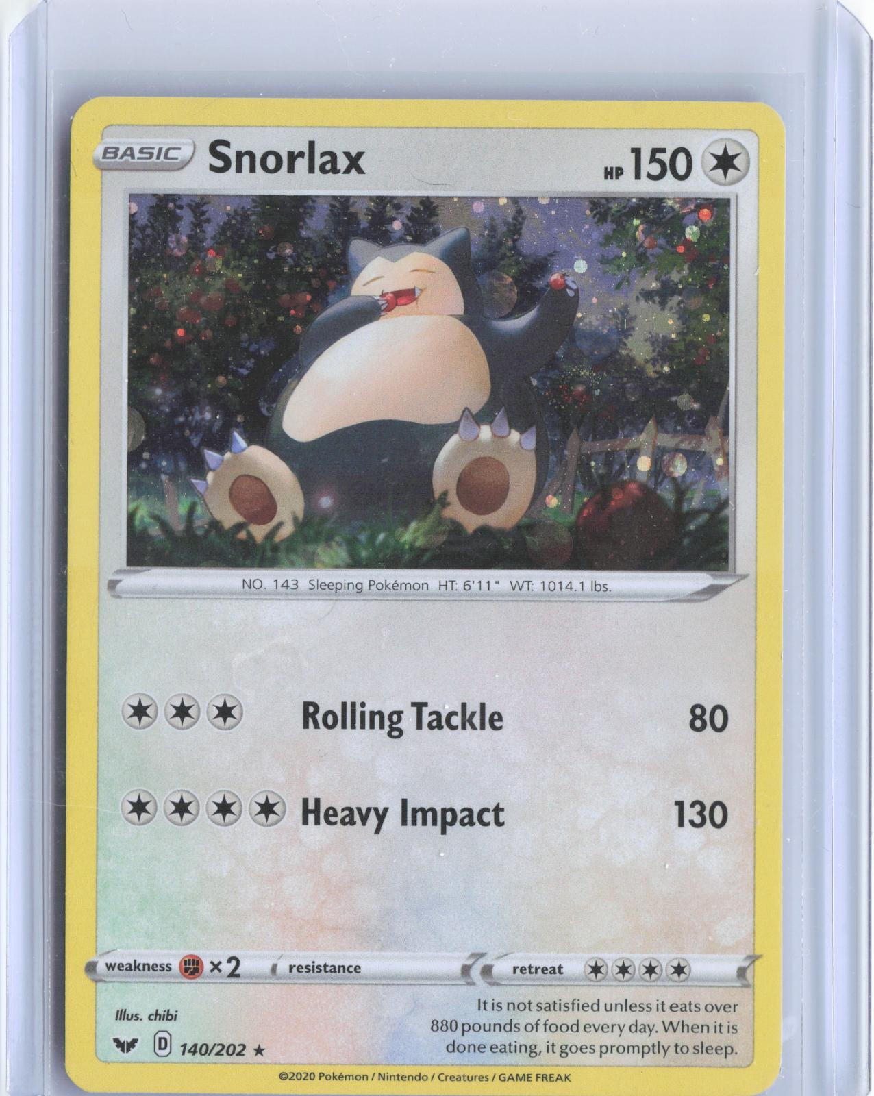 Snorlax 140/202 Rare Sword & Shield Pokemon TCG Card