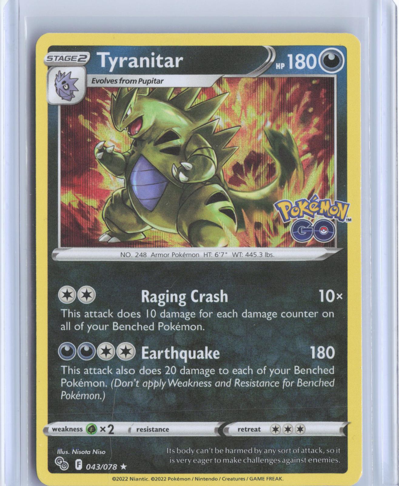 Tyranitar 043/078 Holo Rare Pokemon GO Pokemon Holo TCG Card