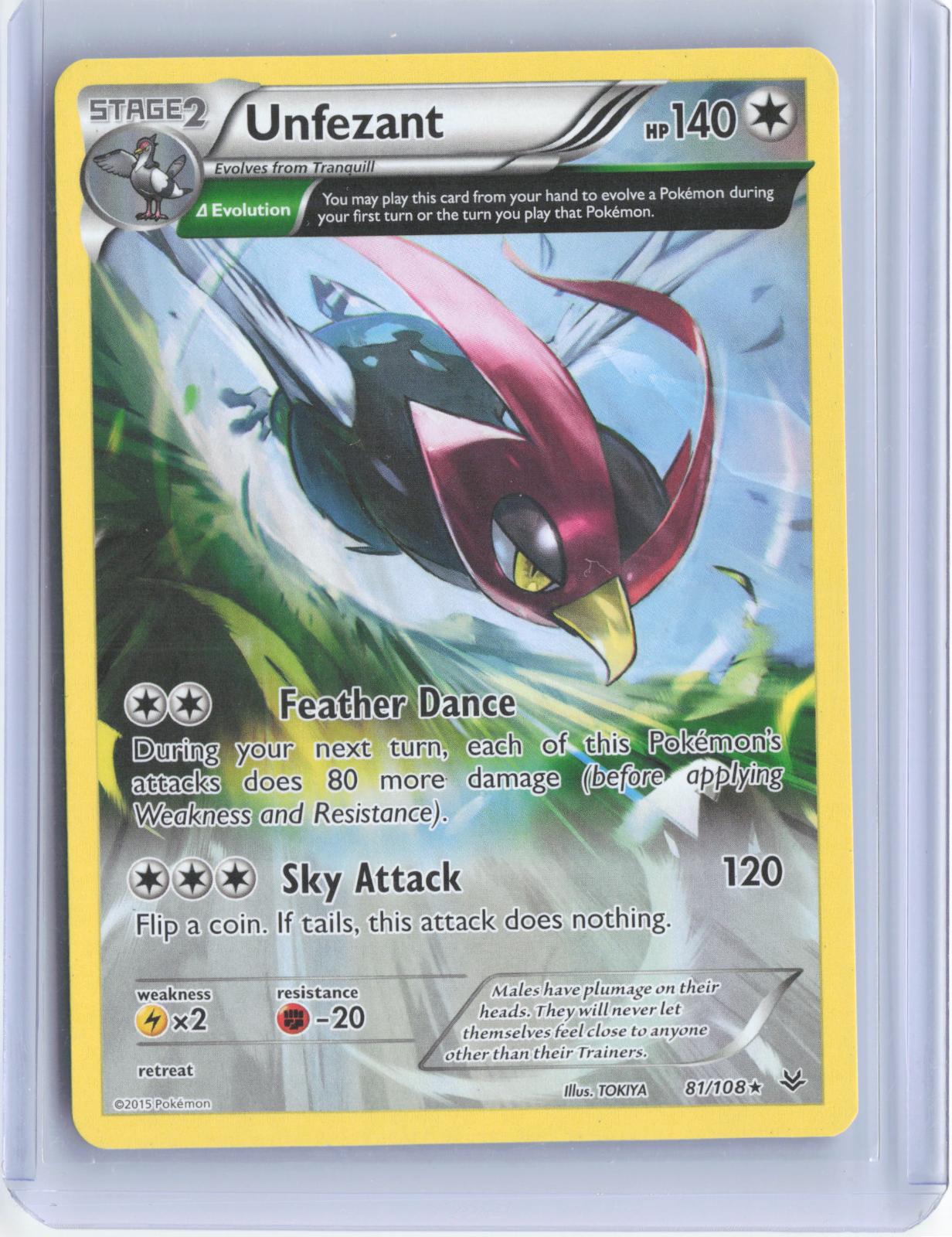Unfezant 81/108 Rare Roaring Skies Pokemon TCG Card