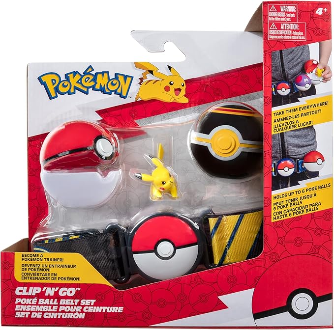 Pokemon PKW2718 Clip 'N' GO Belt Set-Includes 2-Inch Pikachu Battle Figure with Poke Luxury Ball Accessories, Multi