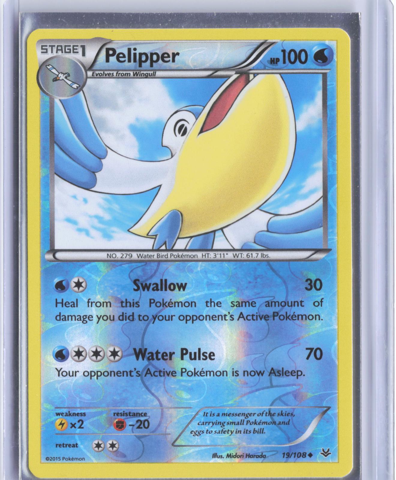 Pelipper 19/108 Uncommon Roaring Skies Pokemon Reverse Holo TCG Card