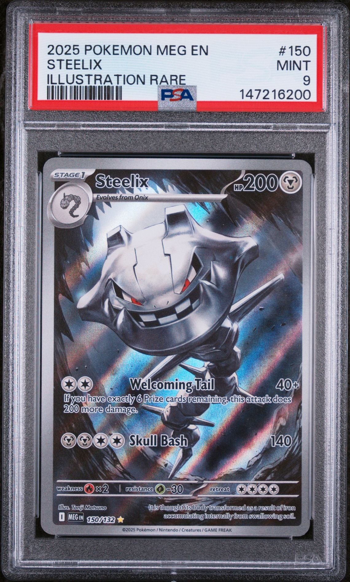 PSA 9 2025 POKEMON MEG EN-MEGA EVOLUTION 150 STEELIX ILLUSTRATION RARE Graded Pokémon TCG Card