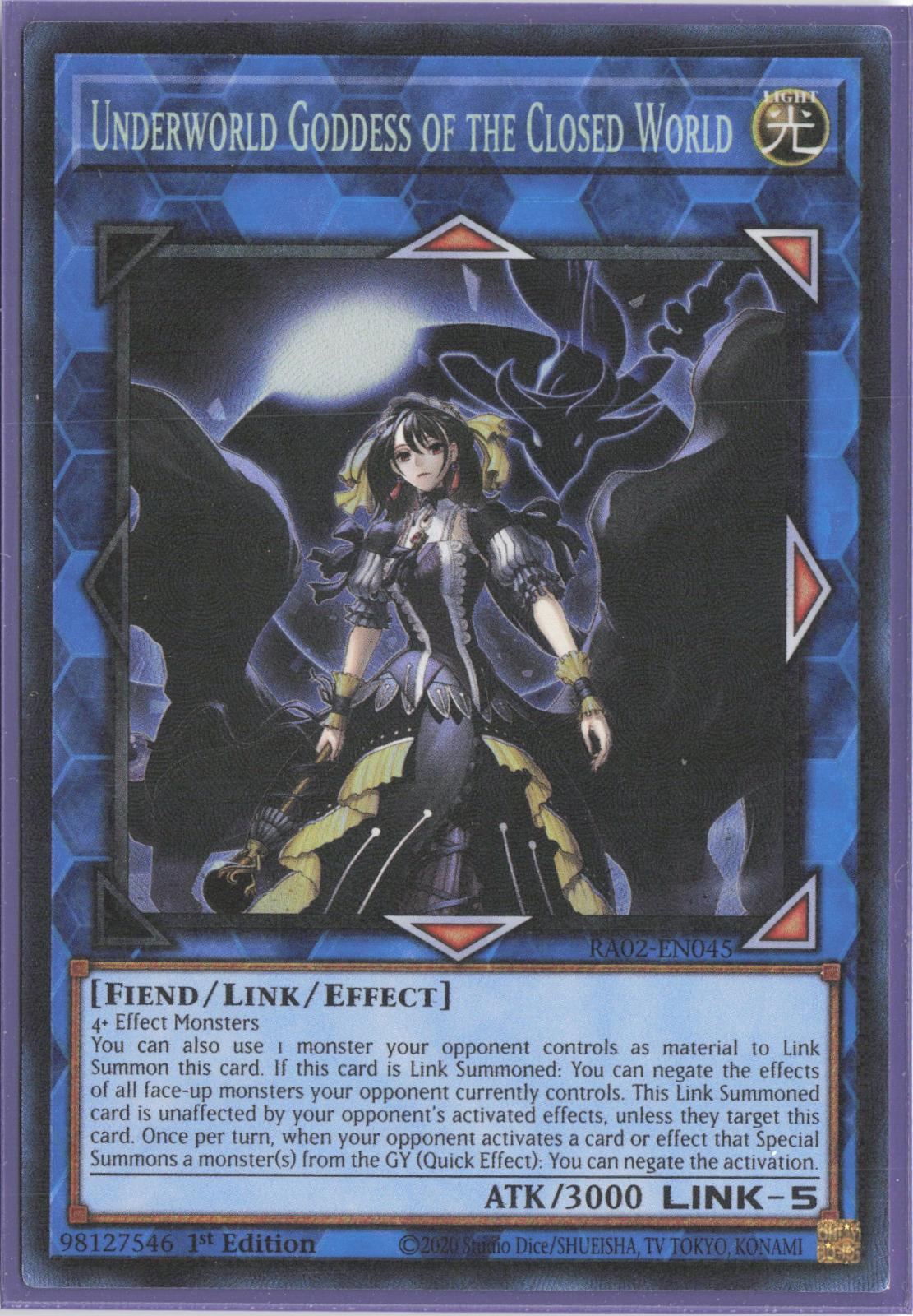 Underworld Goddess of the Closed World RA02-EN045 25th Anniversary Rarity Collection II Yu-Gi-Oh 1st Edition