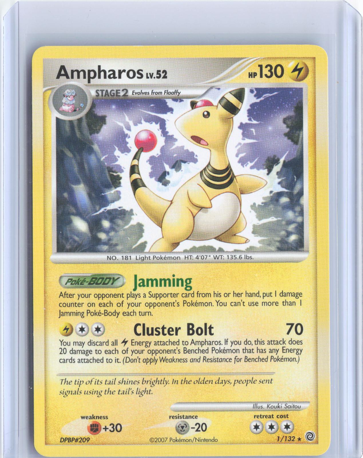 Ampharos (DP Secret Wonders) 1/132 Rare Deck Exclusives Pokemon TCG Card