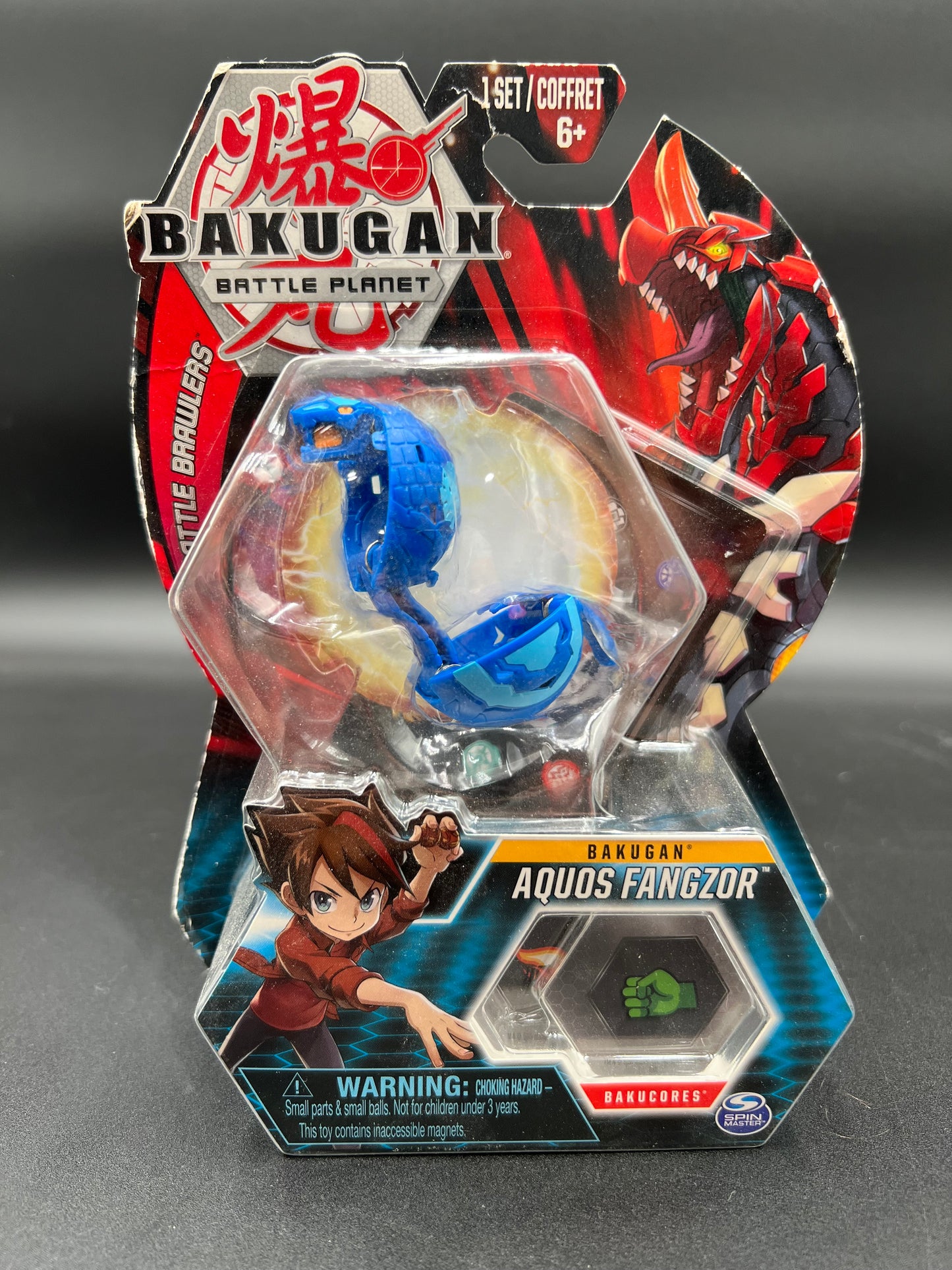Bakugan, Aquos Fangzor, 2-inch Tall Collectible Action Figure and Trading Card, for Ages 6 and Up
