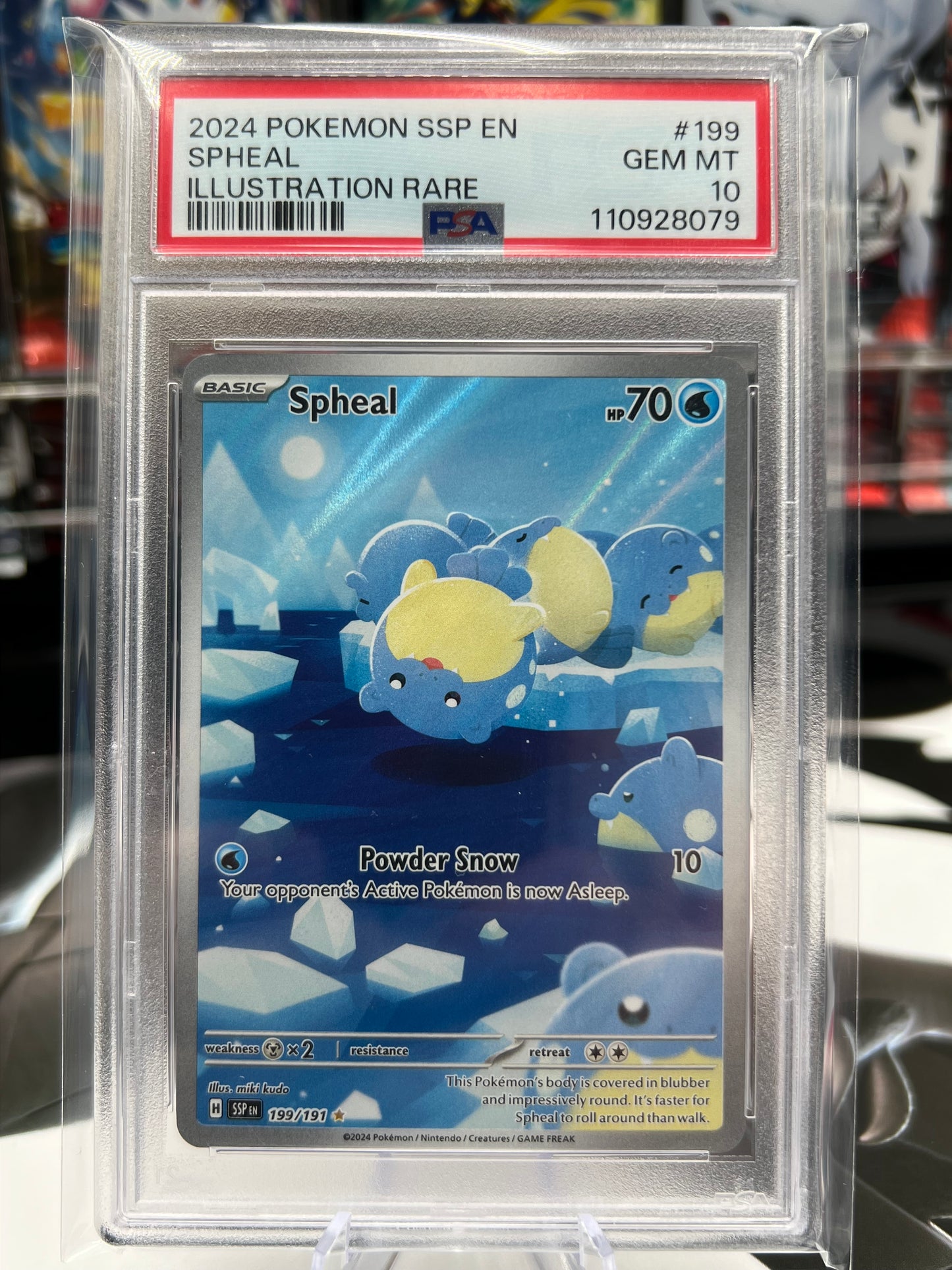 PSA 10 Spheal Illustration Rare - 199/191 - SV08: Surging Sparks (SSP) Pokémon TCG