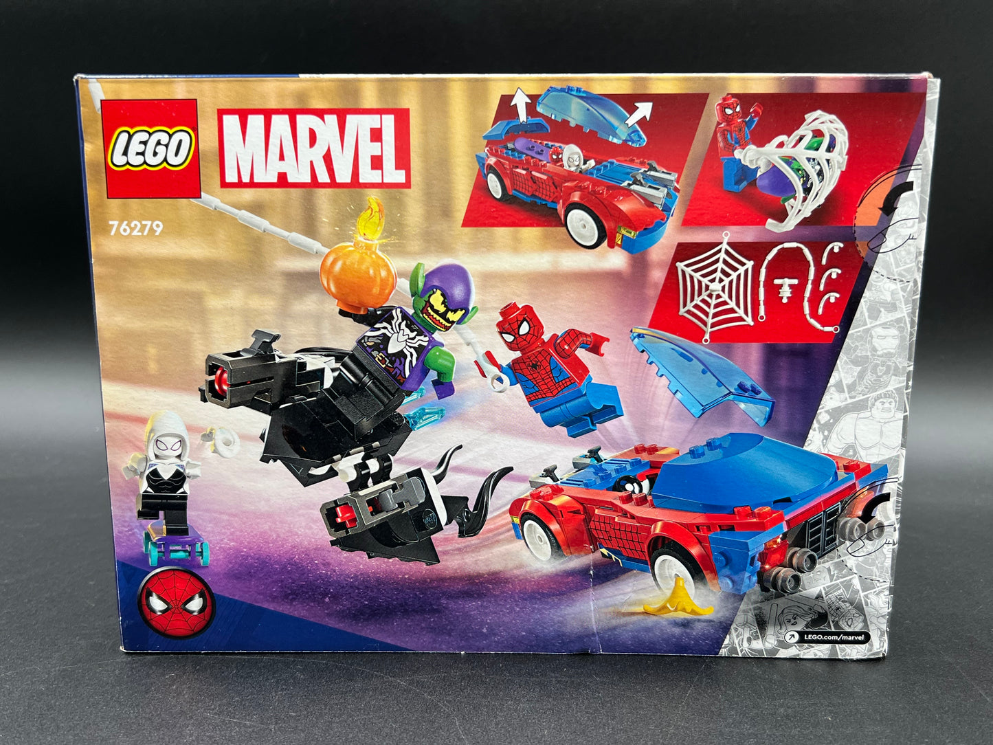 Spider-Man Race Car & Venom Green Goblin, Marvel Building Toy for Kids with Ghost-Spider Minifigure and Buildable Race Car Toy, Spider-Man Gift for Boys and Girls Ages 7 and Up, 76279 LEGO Marvel