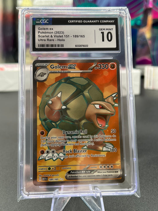 CGC 10 Golem ex 189/165 Sv: Scarlet & Violet 151 Ultra Rare Holo Graded Pokémon Card