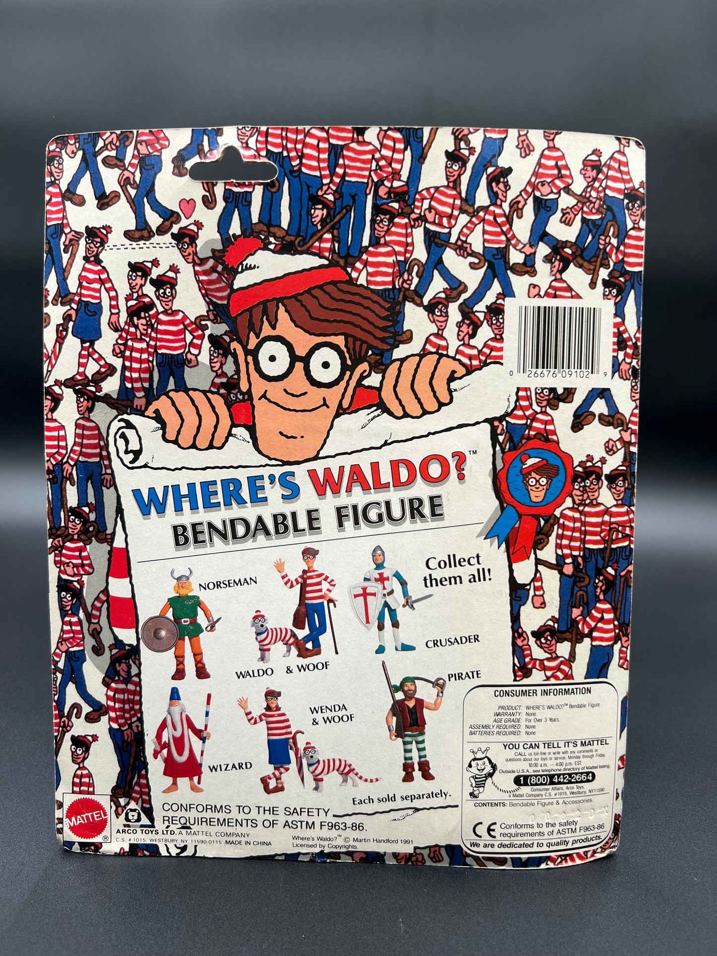 Where's Waldo Pirate Bendable Figure Mattel 1991 New With Grip and Clip on Parts