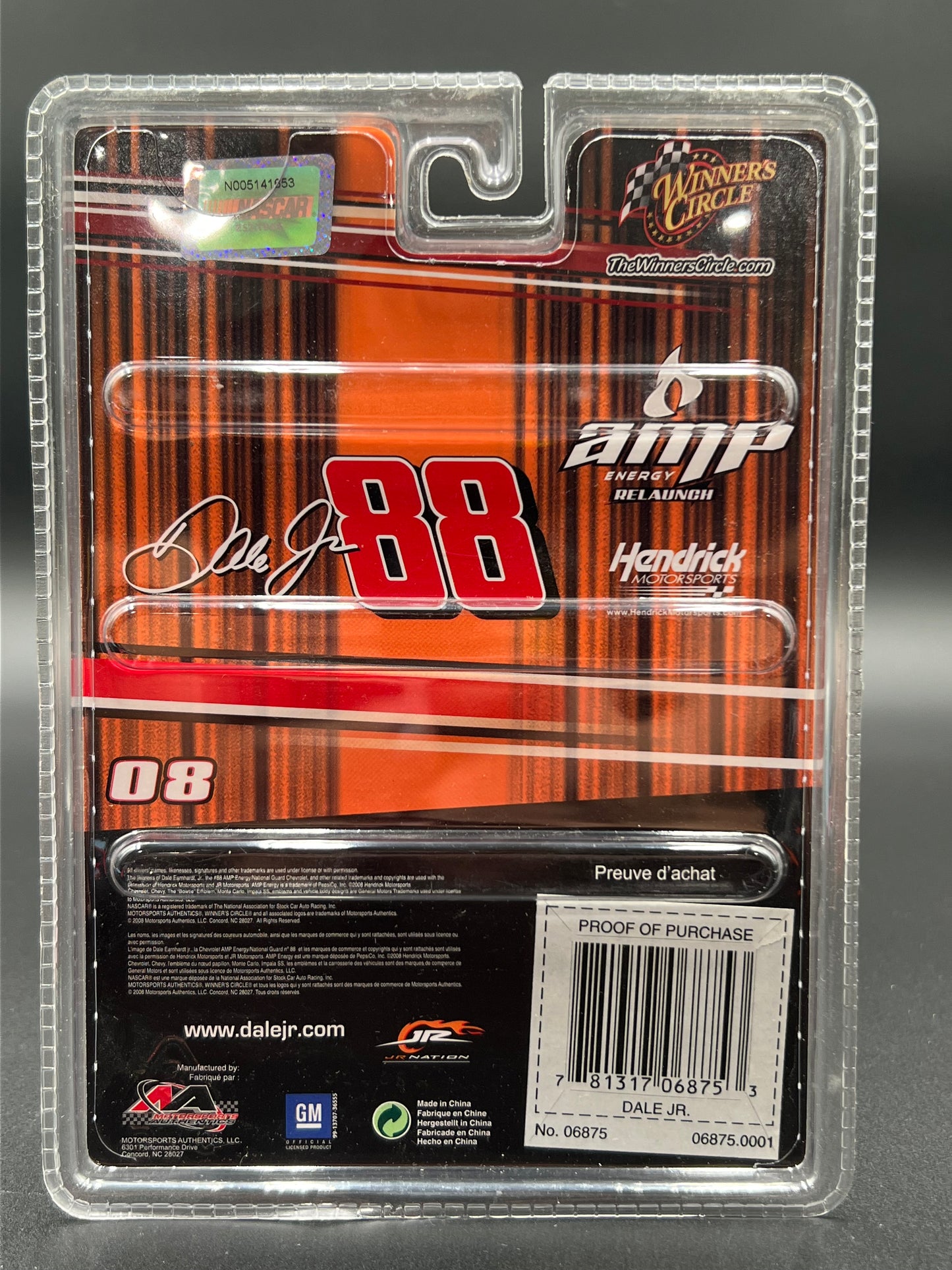 2008 Winners Circle Dale Earnhardt Jr. w/ Amp Energy Relaunch Hood Magnet