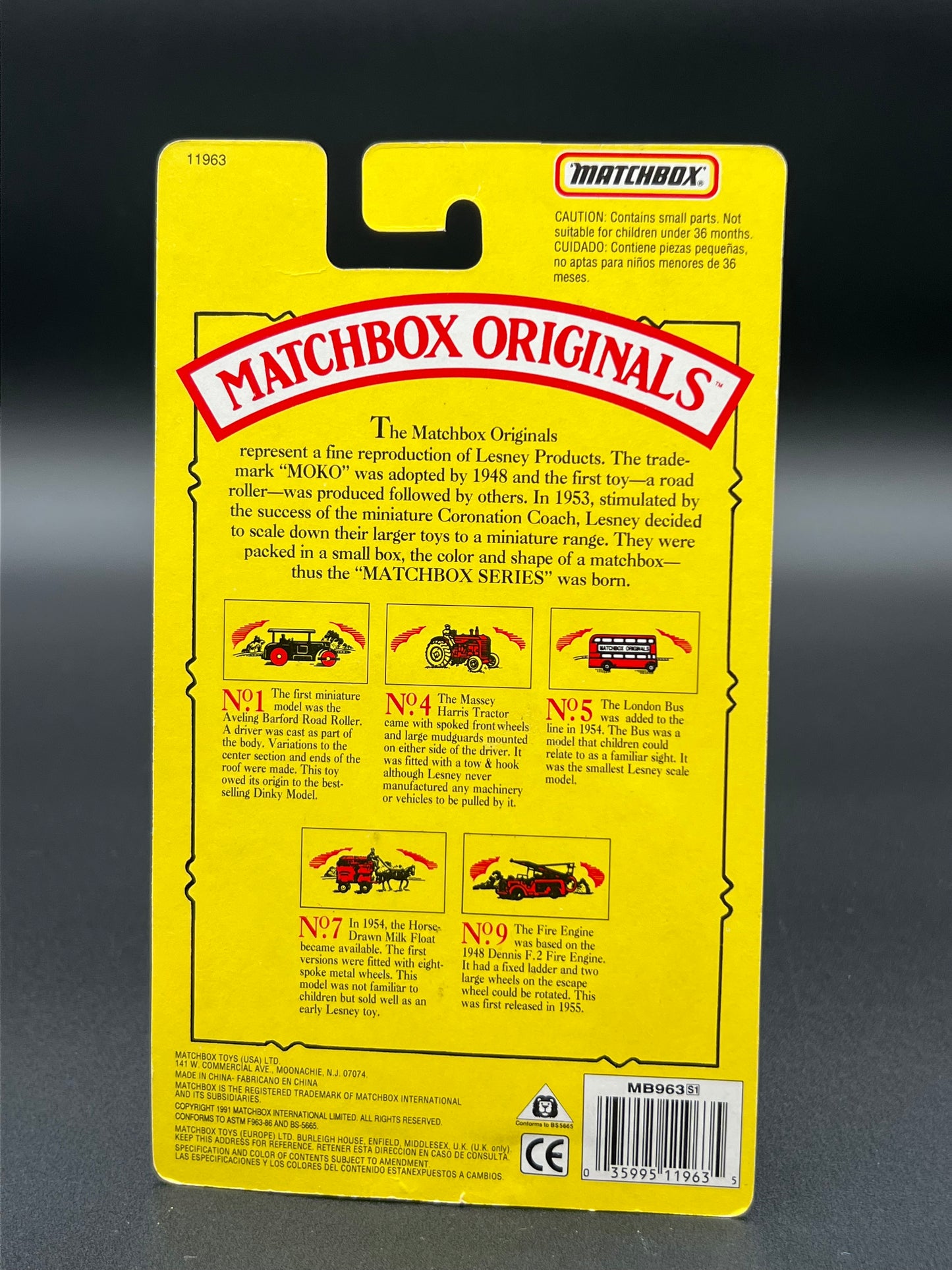1993 Matchbox Originals Limited Edition Collectors' Series I 1:72 Scale Diecast Vehicle with Authentic Collector Box: Aveling Barford Road Roller No 1