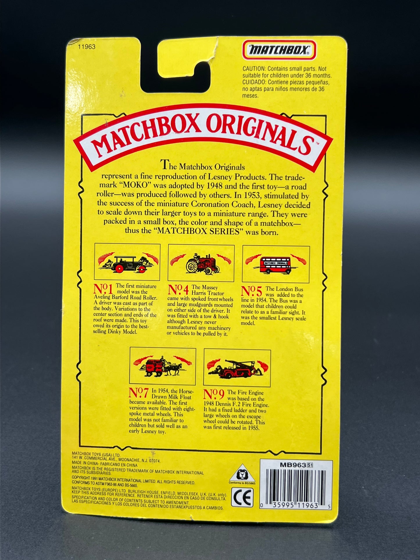 1993 Matchbox Originals Limited Edition Collectors' Series I 1:72 Scale Diecast Vehicle with Authentic Collector Box: Horse-Drawn Milk Float No.7