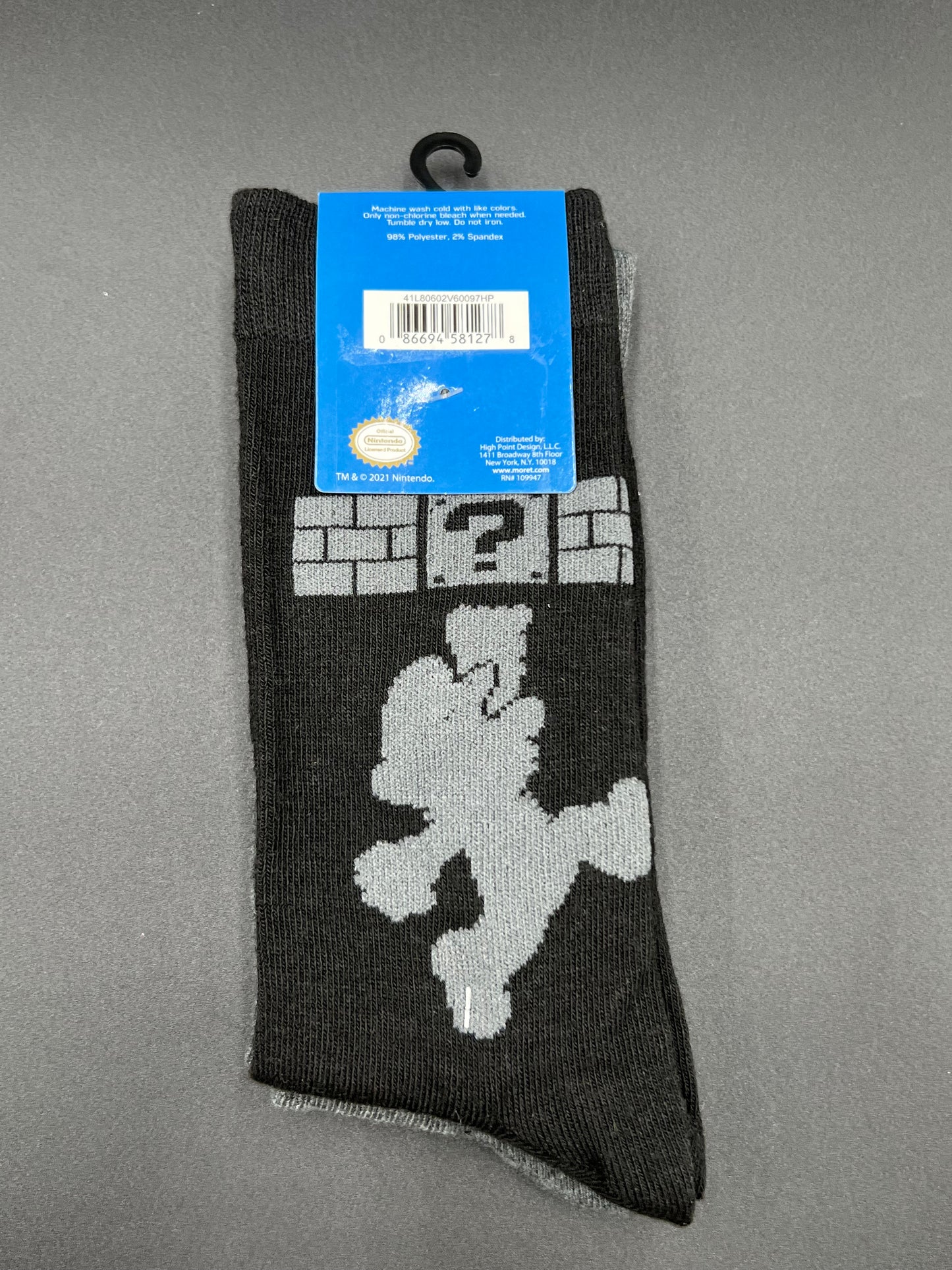 Super Mario Crew Socks 2 Pair Shoe Size 6.5-12 Official Nintendo