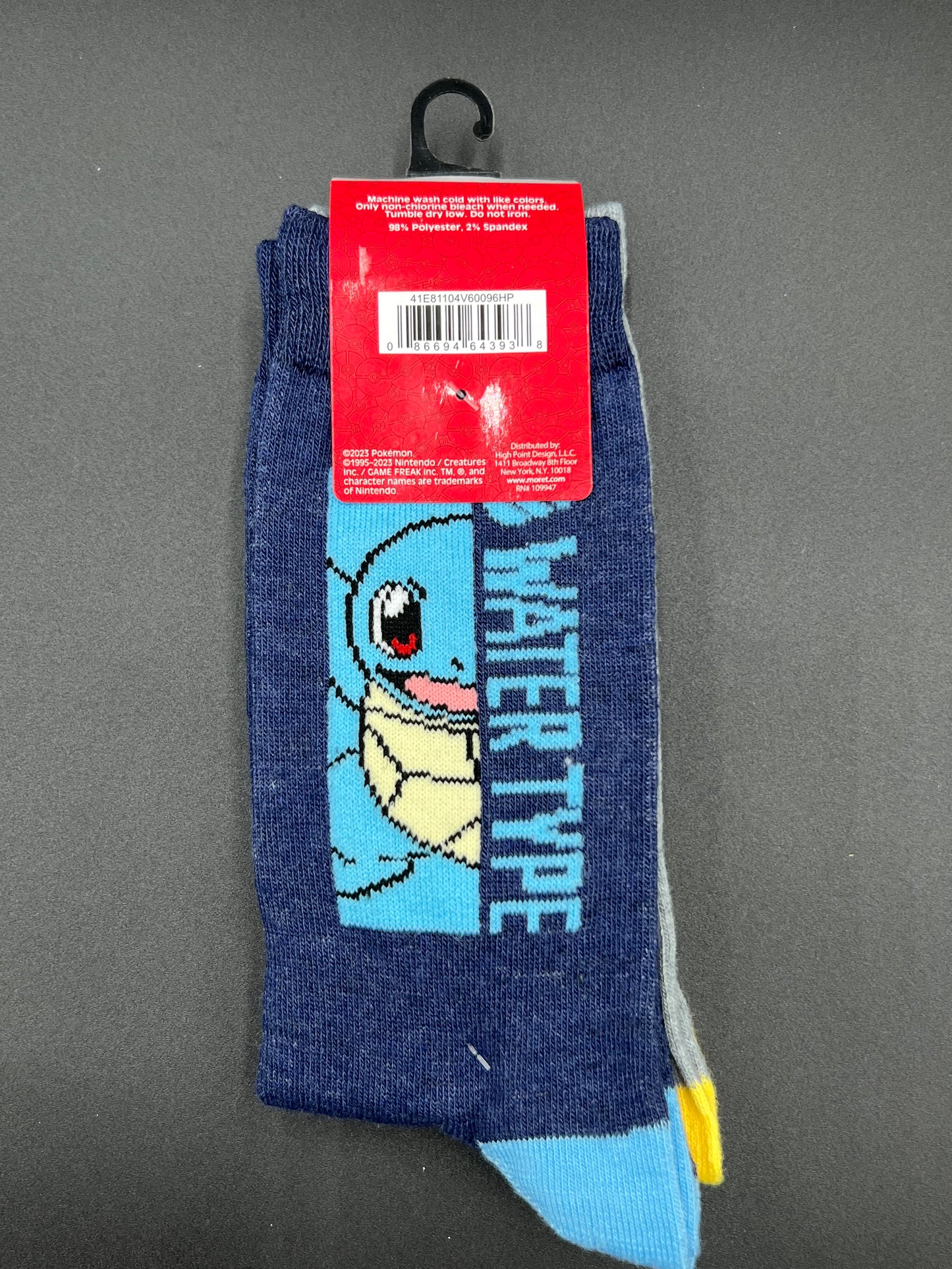 Pokémon Pikachu and Squirtle Crew Socks 2 Pair Size 6.5-12