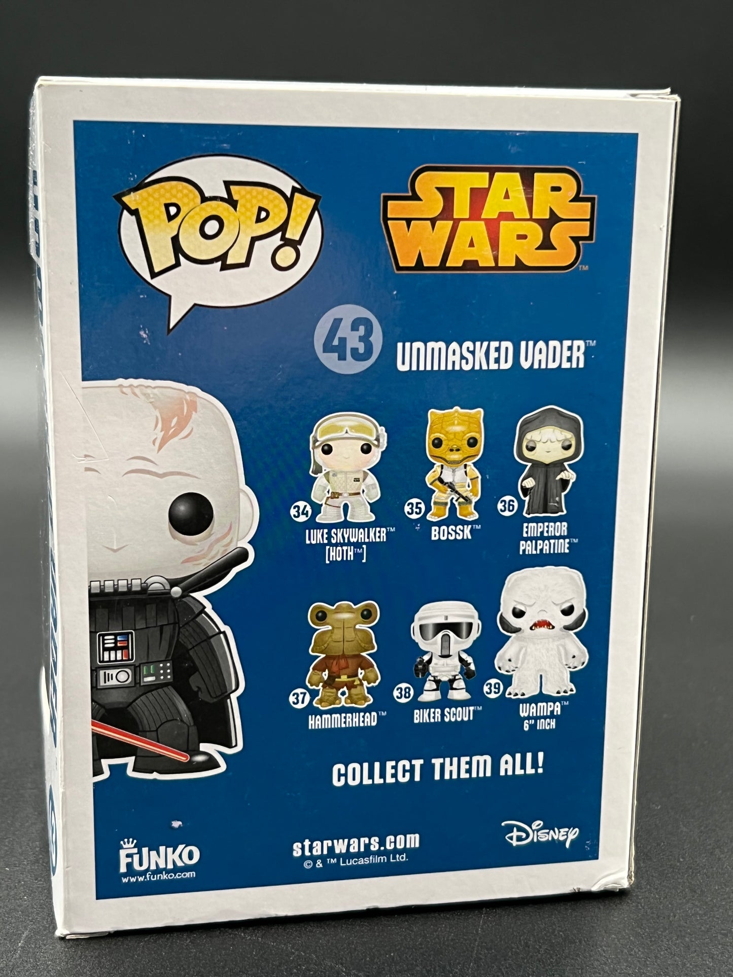 Funko Pop! Star Wars - Unmasked Vader Bobble-Head Vinyl Figure #43 New